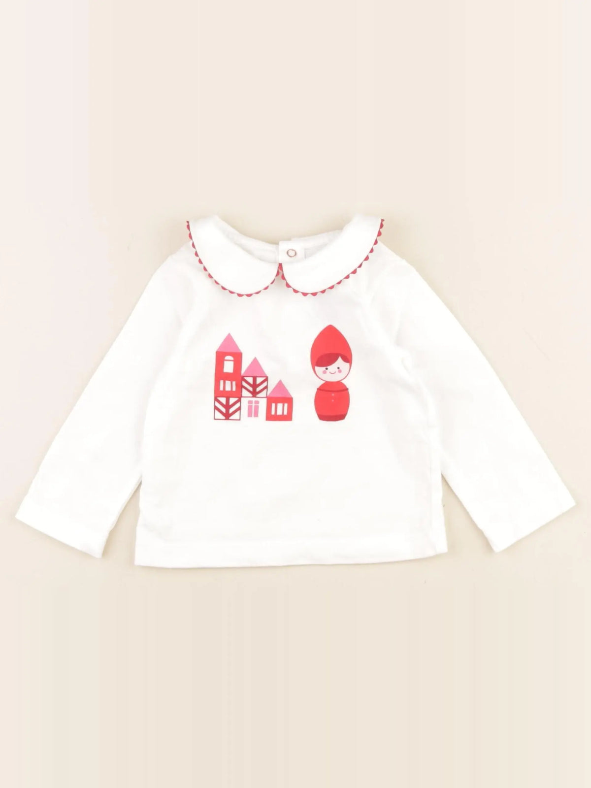 Jacadi - tee-shirt blanc, rouge - 12 mois