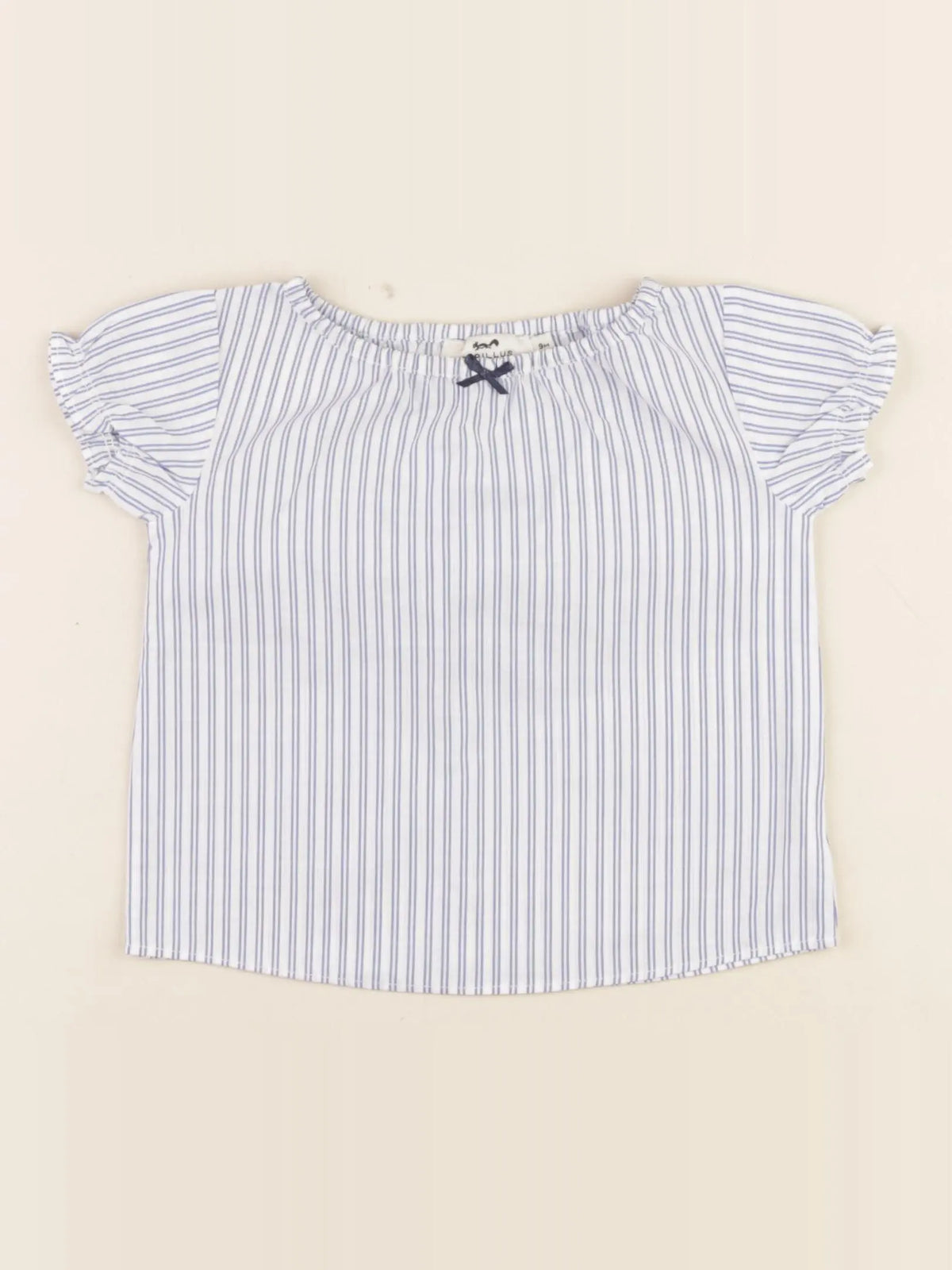 Cyrillus - blouse bleu, blanc - 9 mois