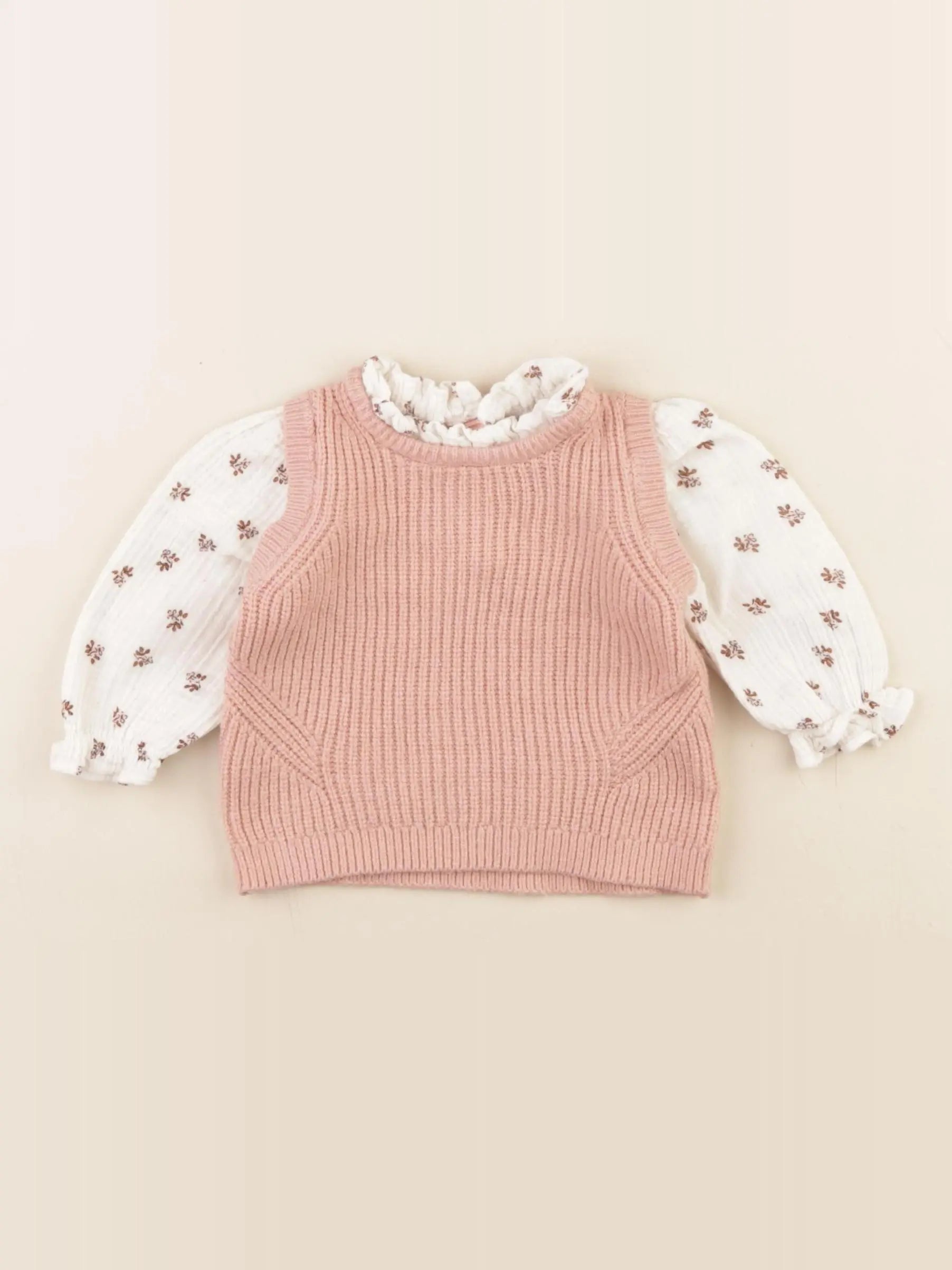 Vertbaudet - pull rose - 3 mois