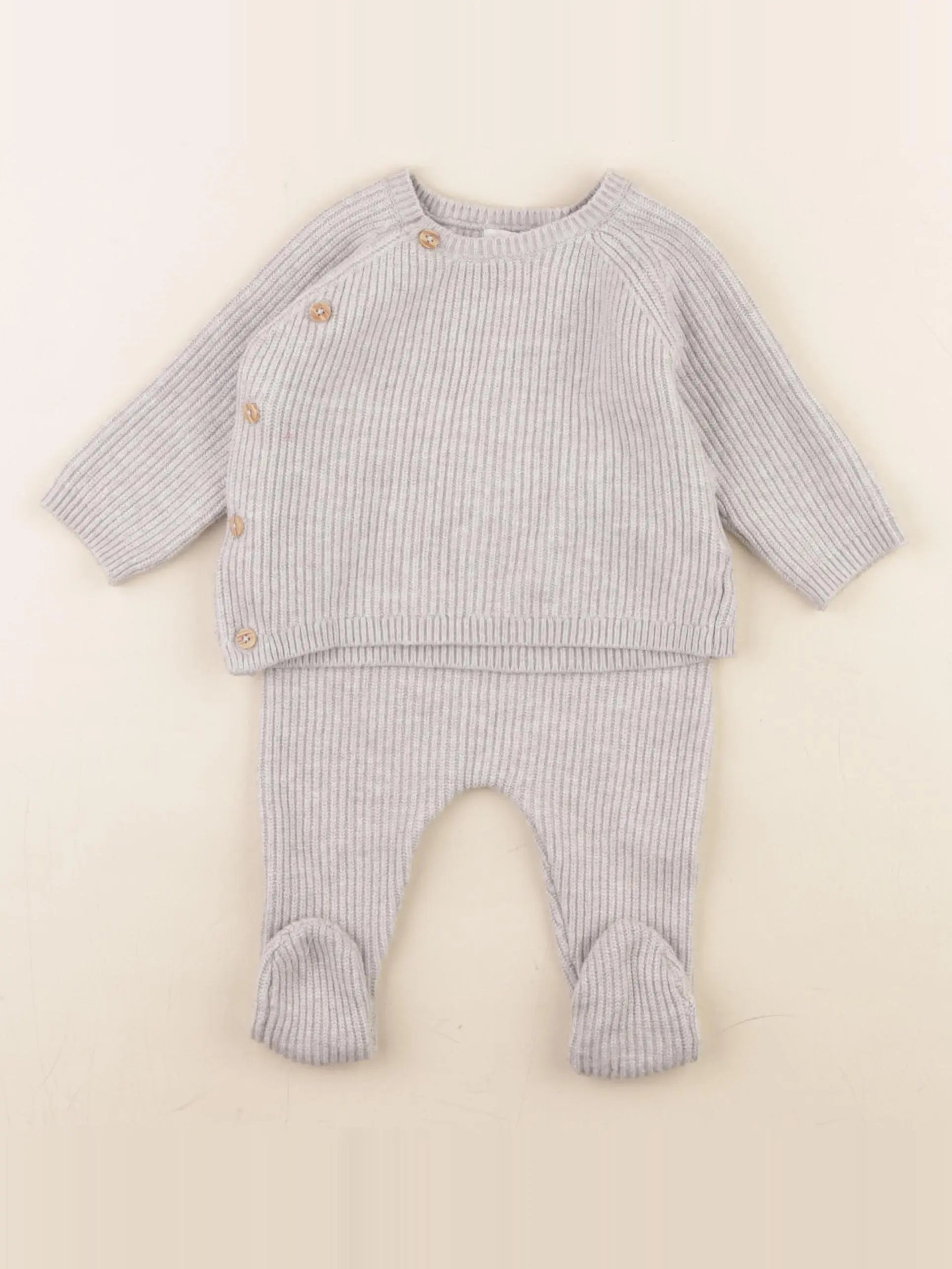 Vertbaudet - ensemble gris - 3 mois