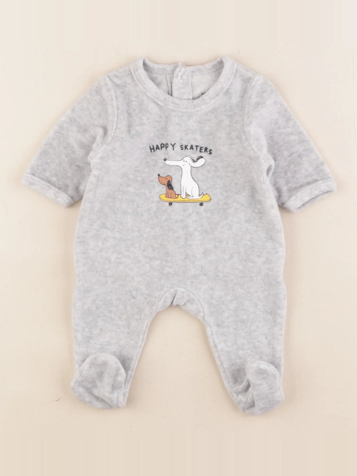 Vertbaudet - pyjama velours gris - 0 mois