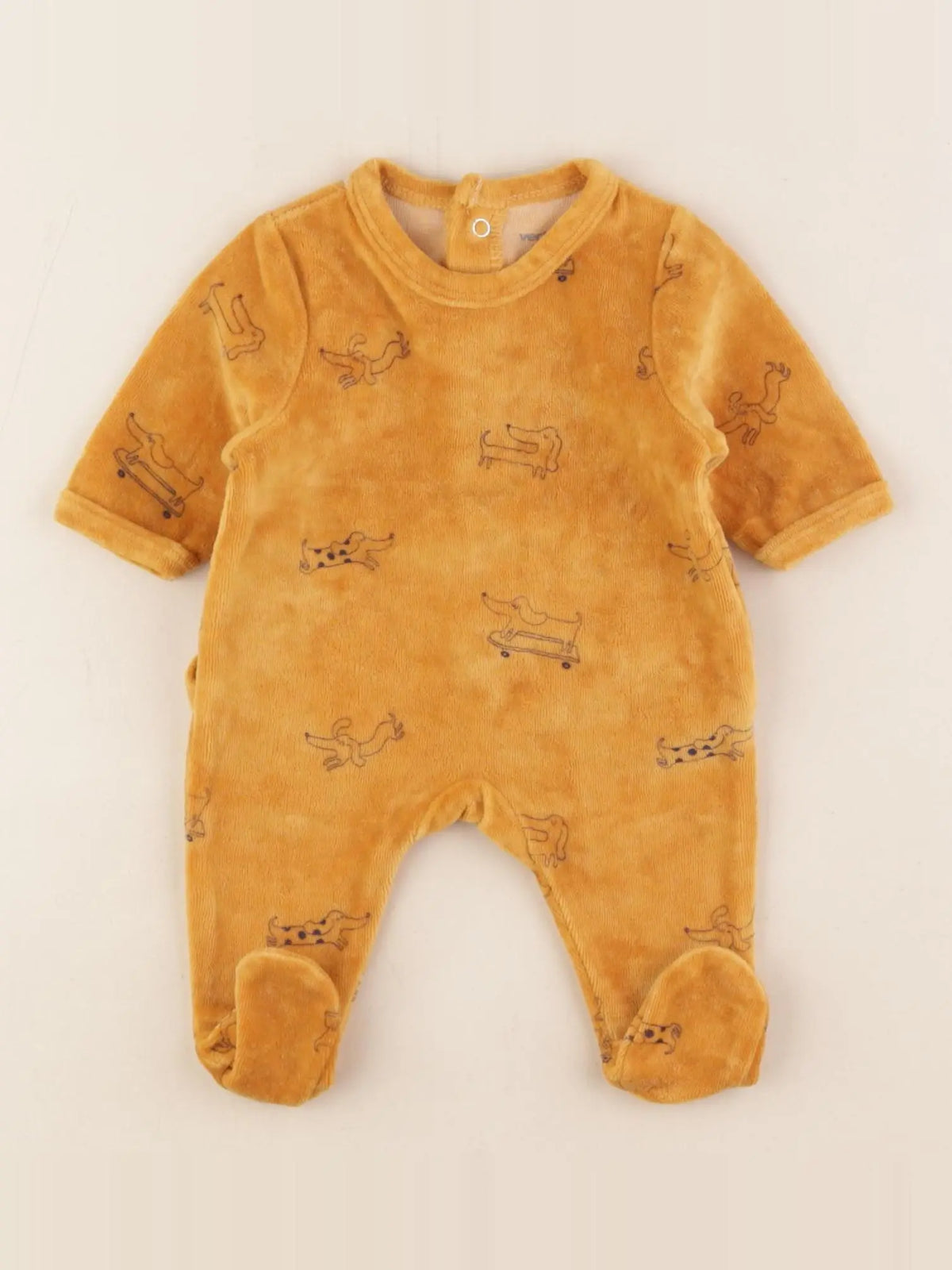 Vertbaudet - pyjama velours jaune - 0 mois