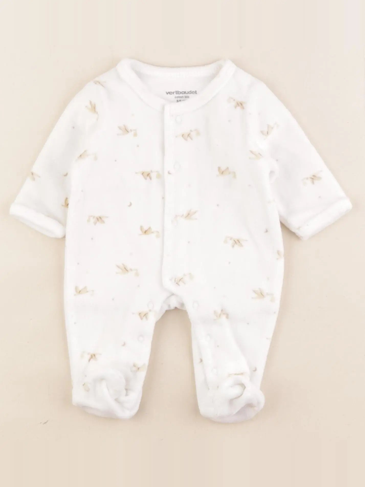 Vertbaudet - pyjama velours blanc - 0 mois