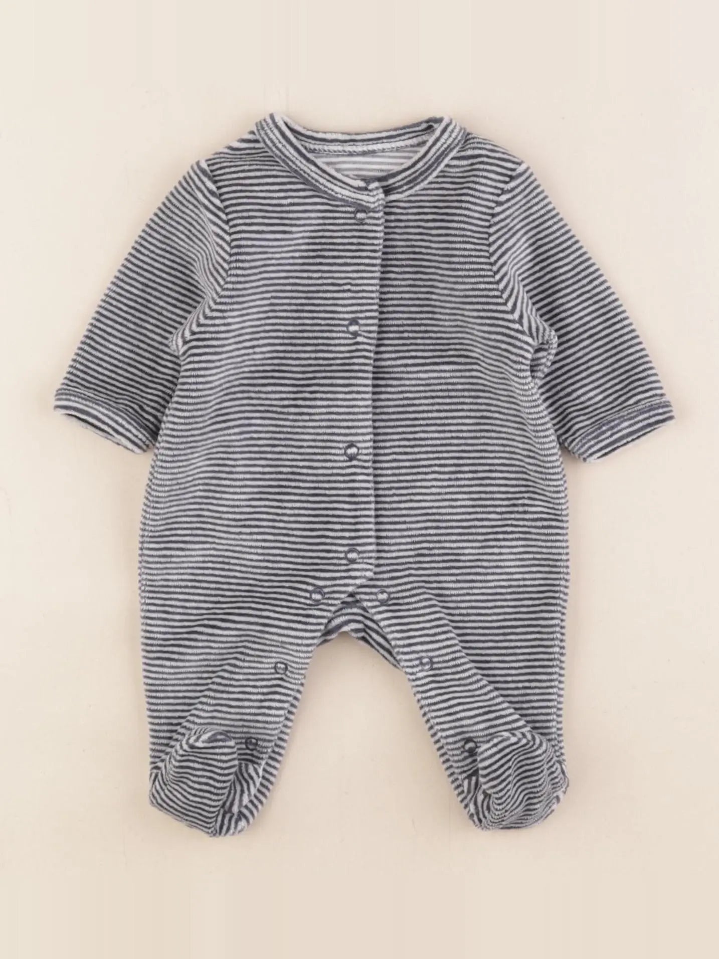 Vertbaudet - pyjama velours bleu - 0 mois
