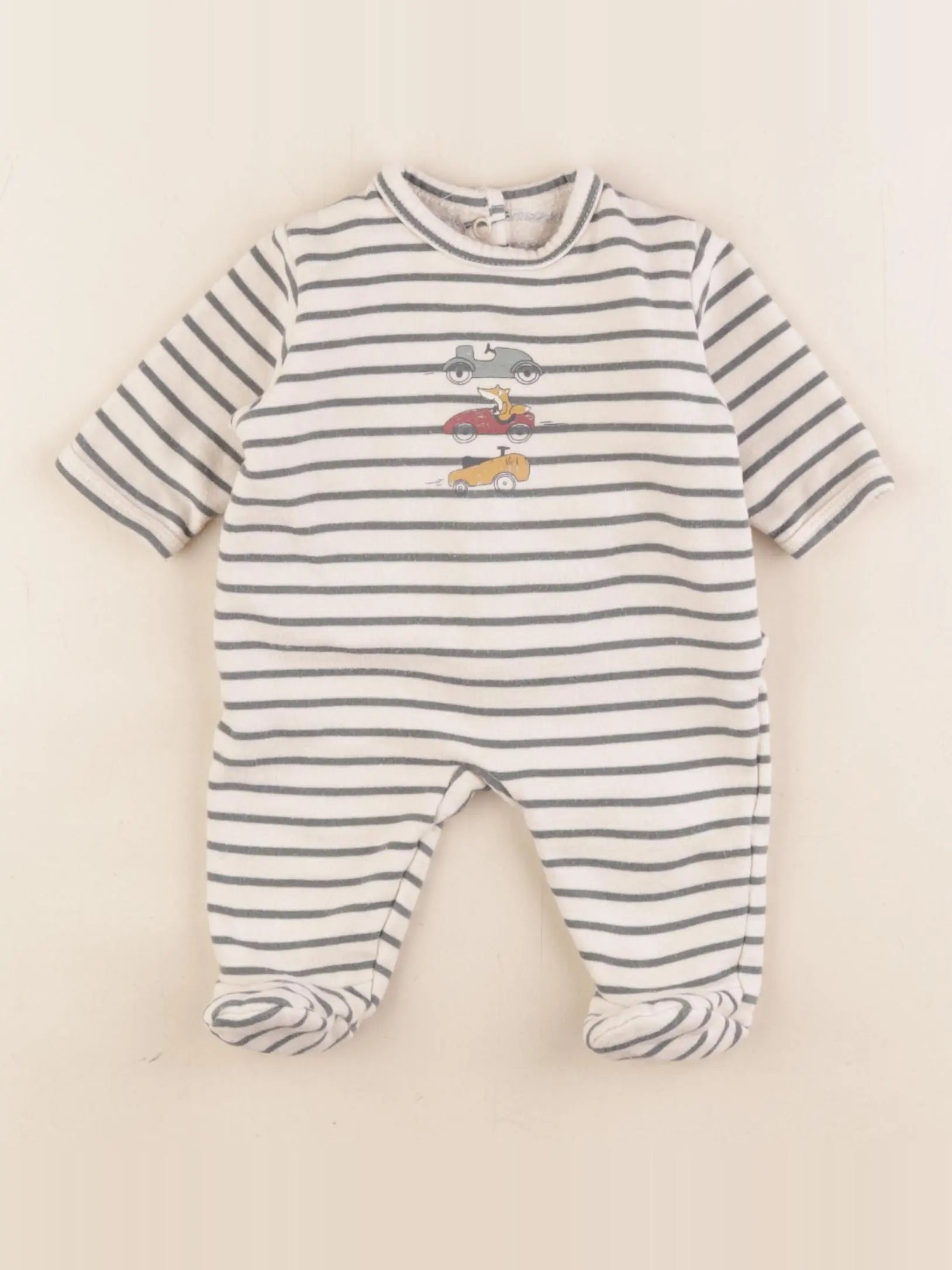 Vertbaudet - pyjama coton beige, vert - 1 mois