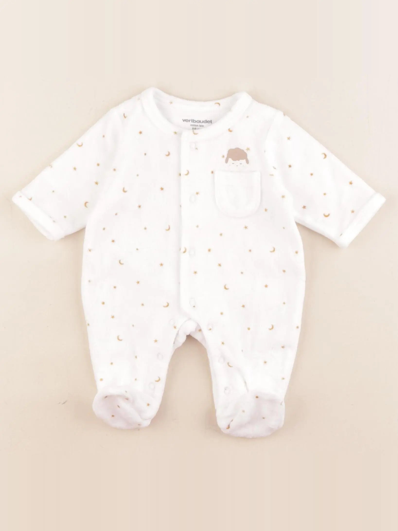 Vertbaudet - pyjama velours blanc - 0 mois