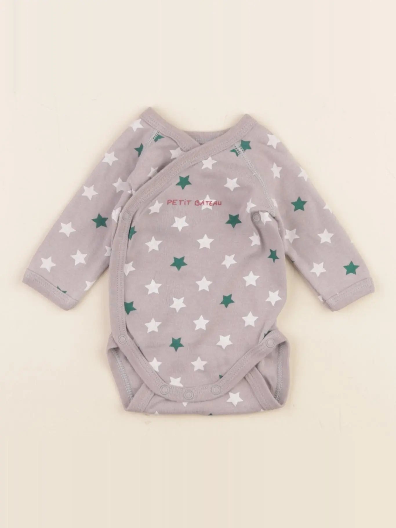 Petit Bateau - body gris - 0 mois