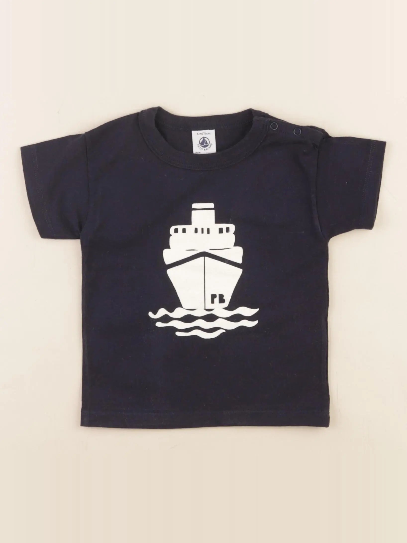 Petit Bateau - tee-shirt bleu - 12 mois