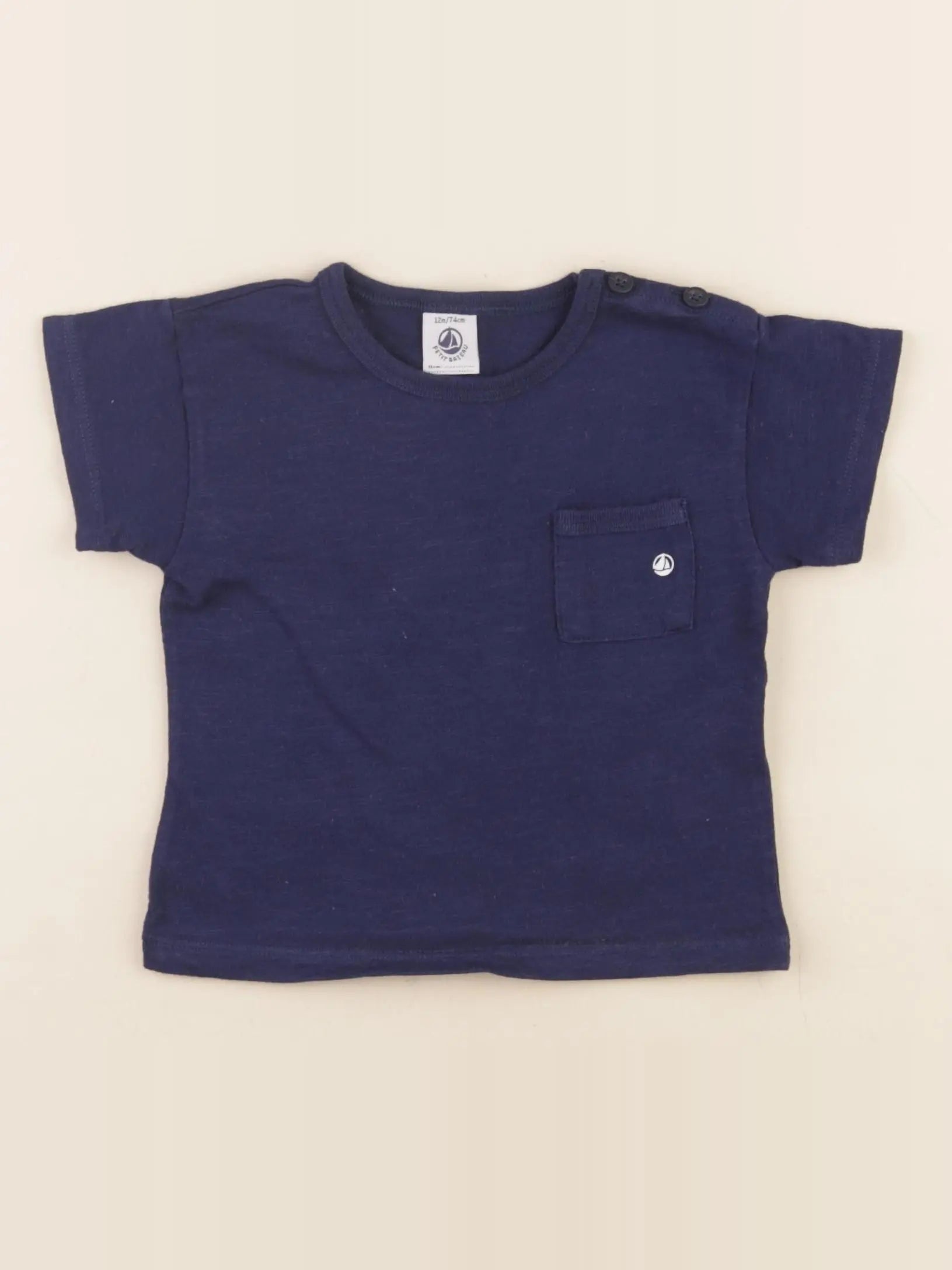 Petit Bateau - tee-shirt bleu - 12 mois