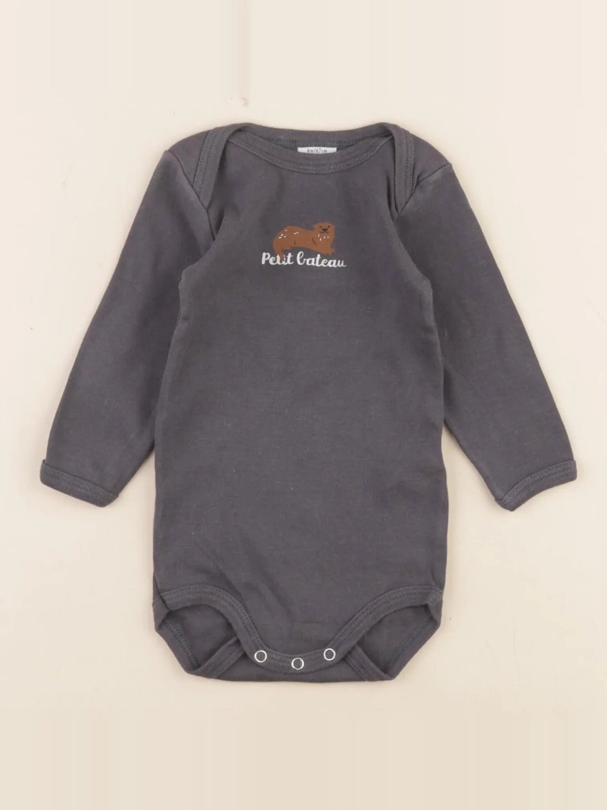 Petit Bateau - body gris - 6 mois