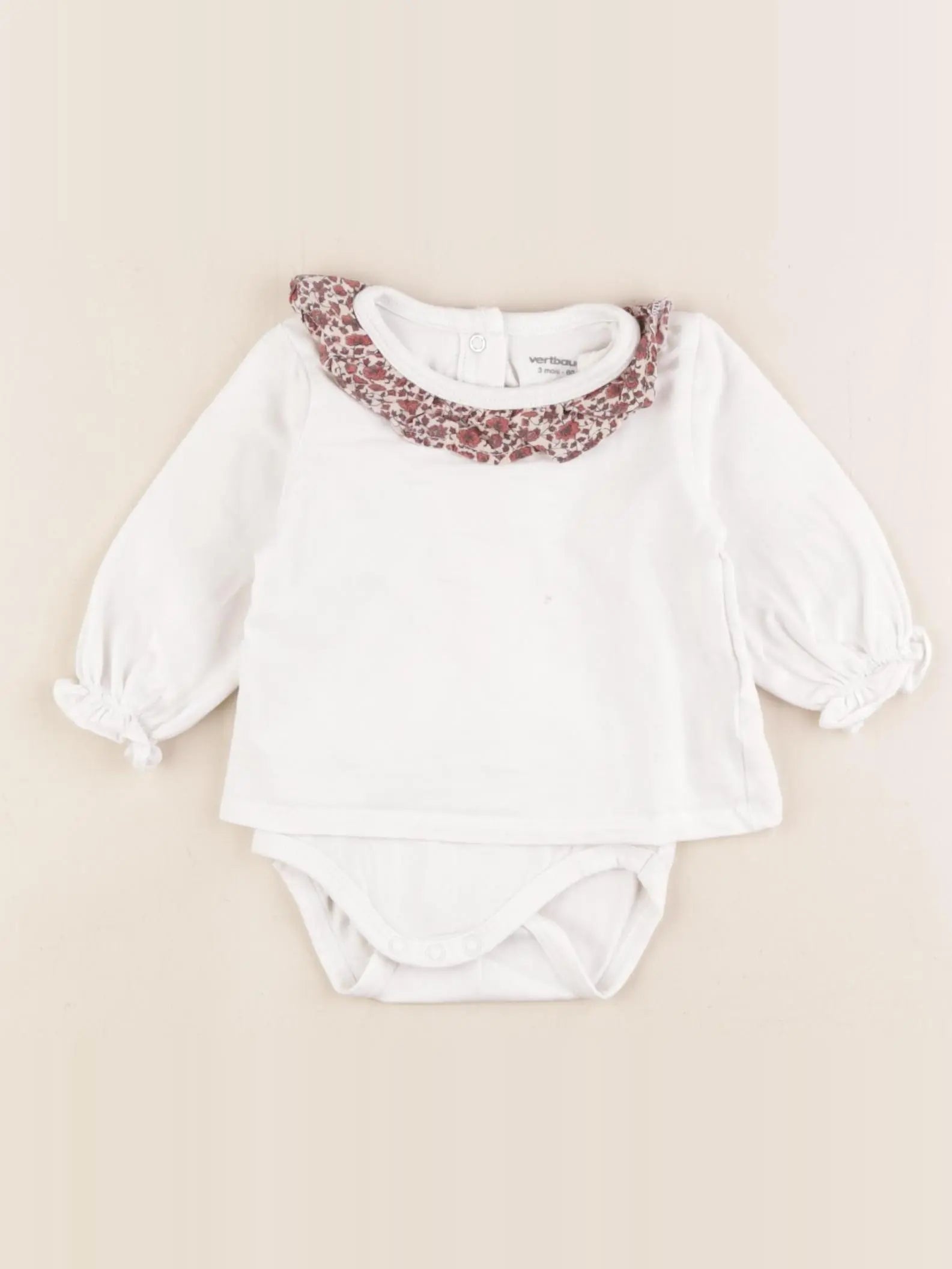Vertbaudet - body tee-shirt blanc - 3 mois