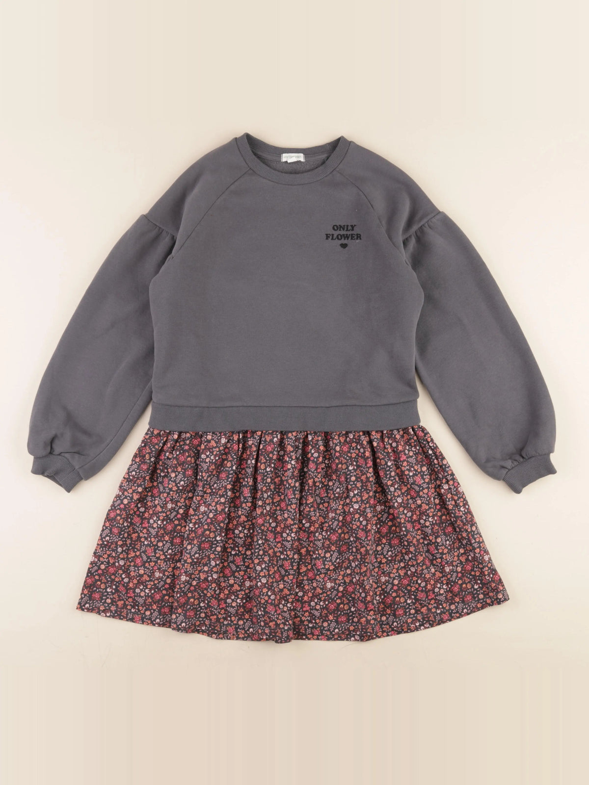 Vertbaudet - robe gris, rose - 10 ans