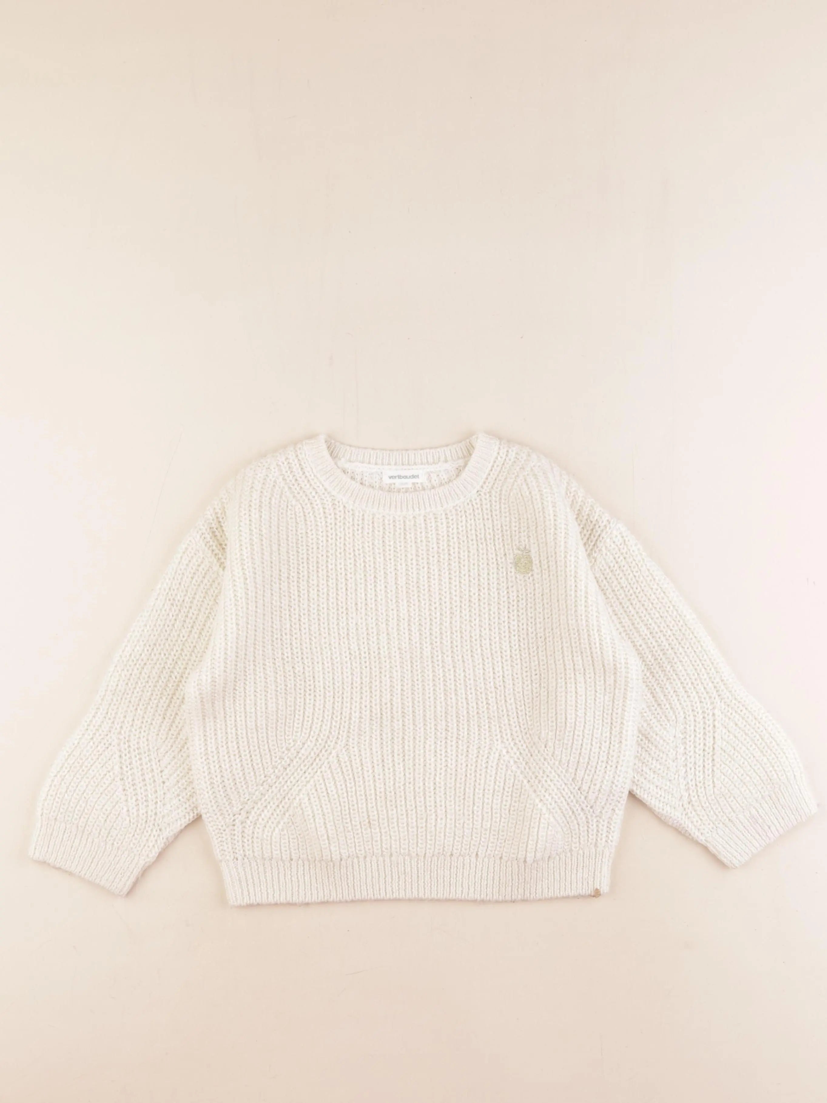 Vertbaudet - pull beige, or - 6 ans