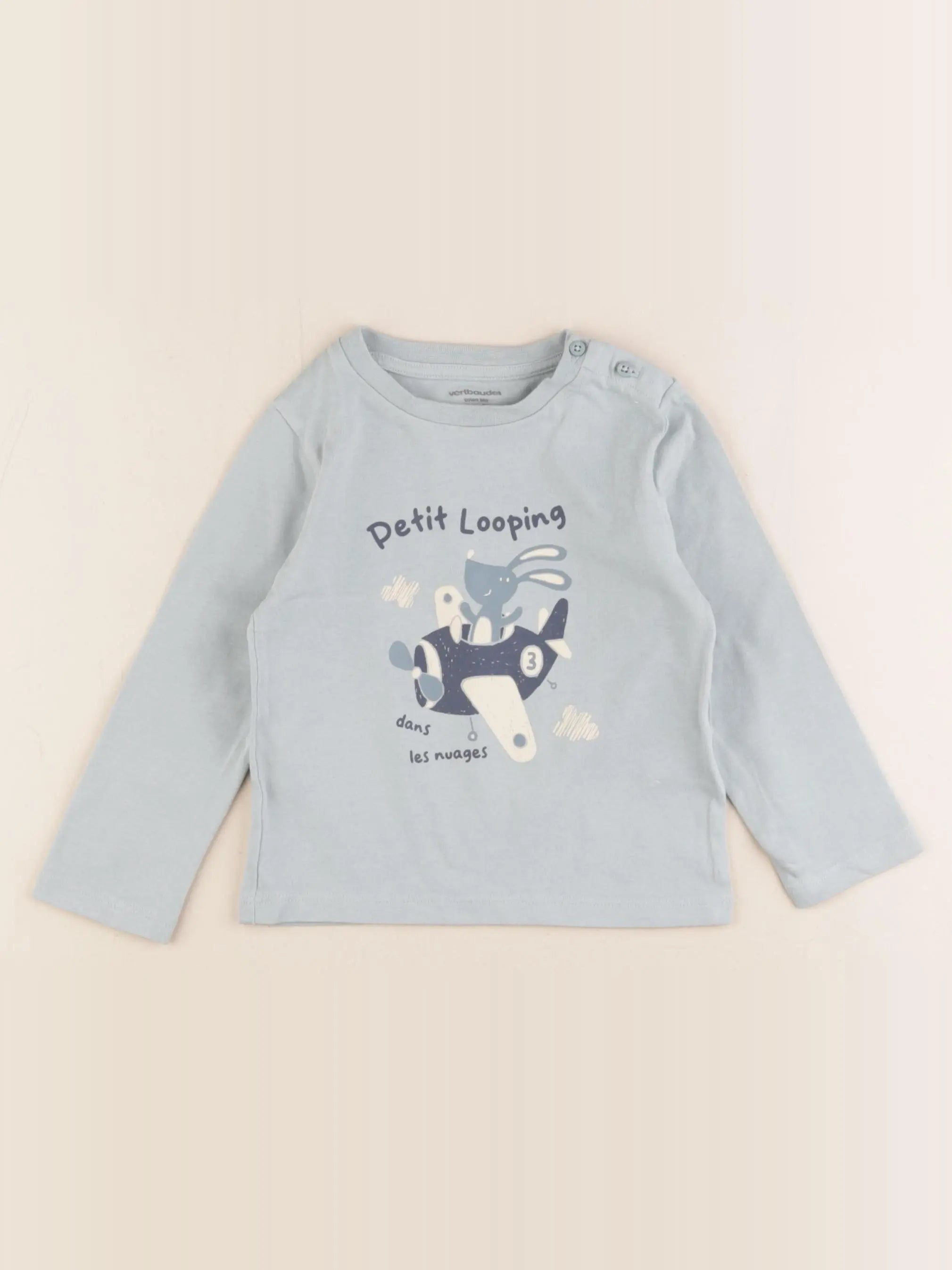 Vertbaudet - tee-shirt bleu - 18 mois