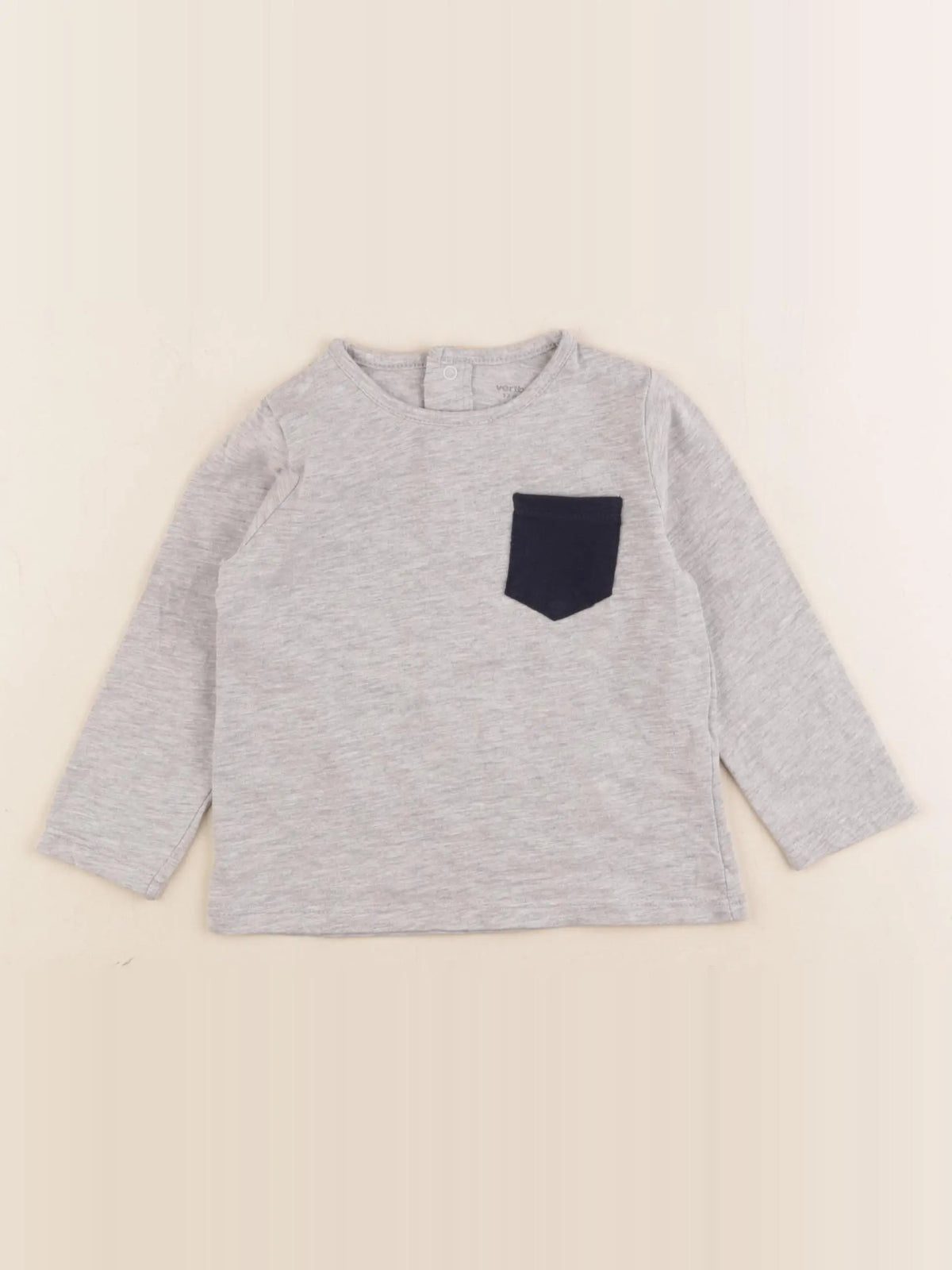 Vertbaudet - tee-shirt bleu, gris - 12 mois