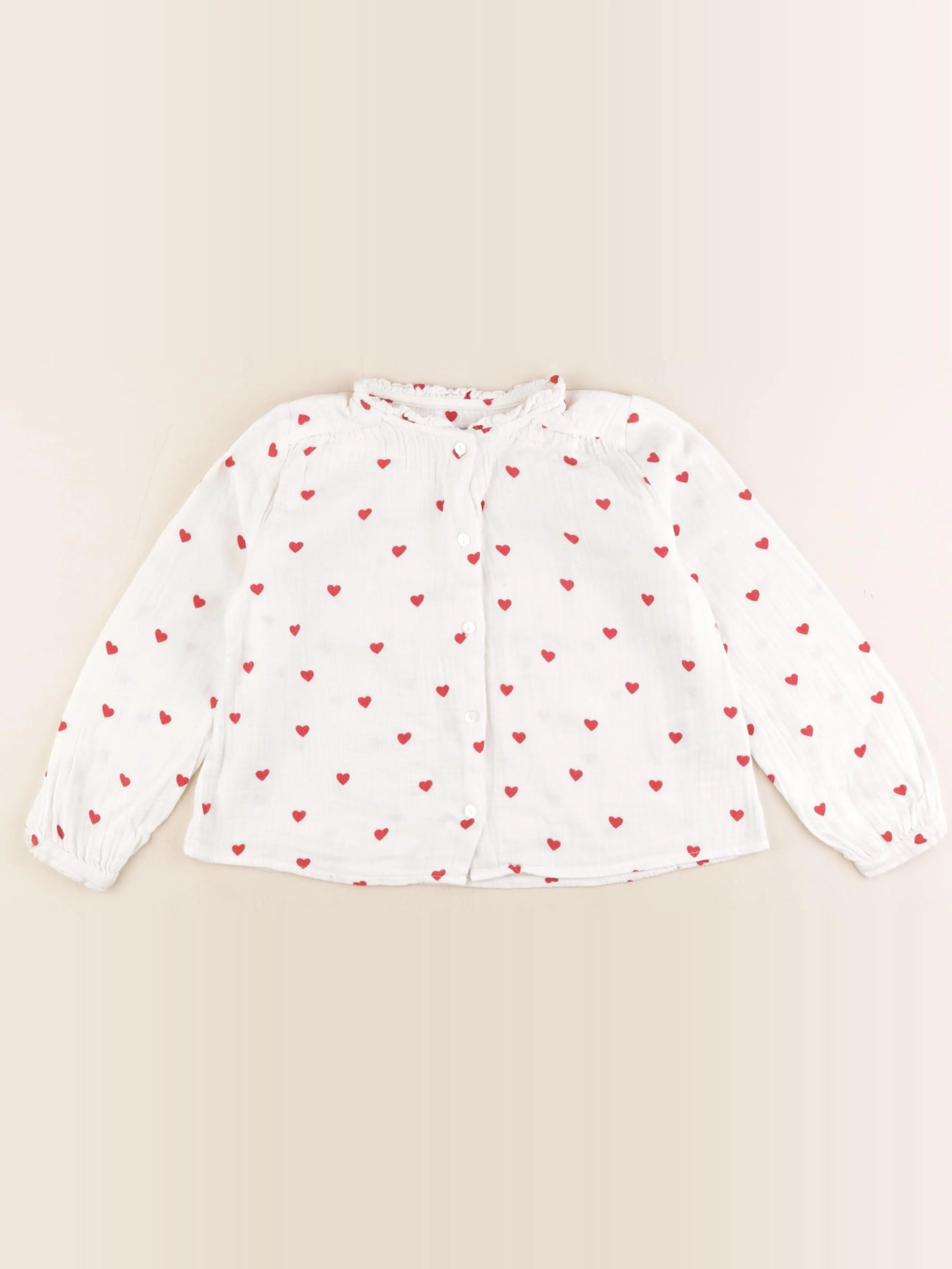 Vertbaudet - blouse blanc, rouge - 6 ans