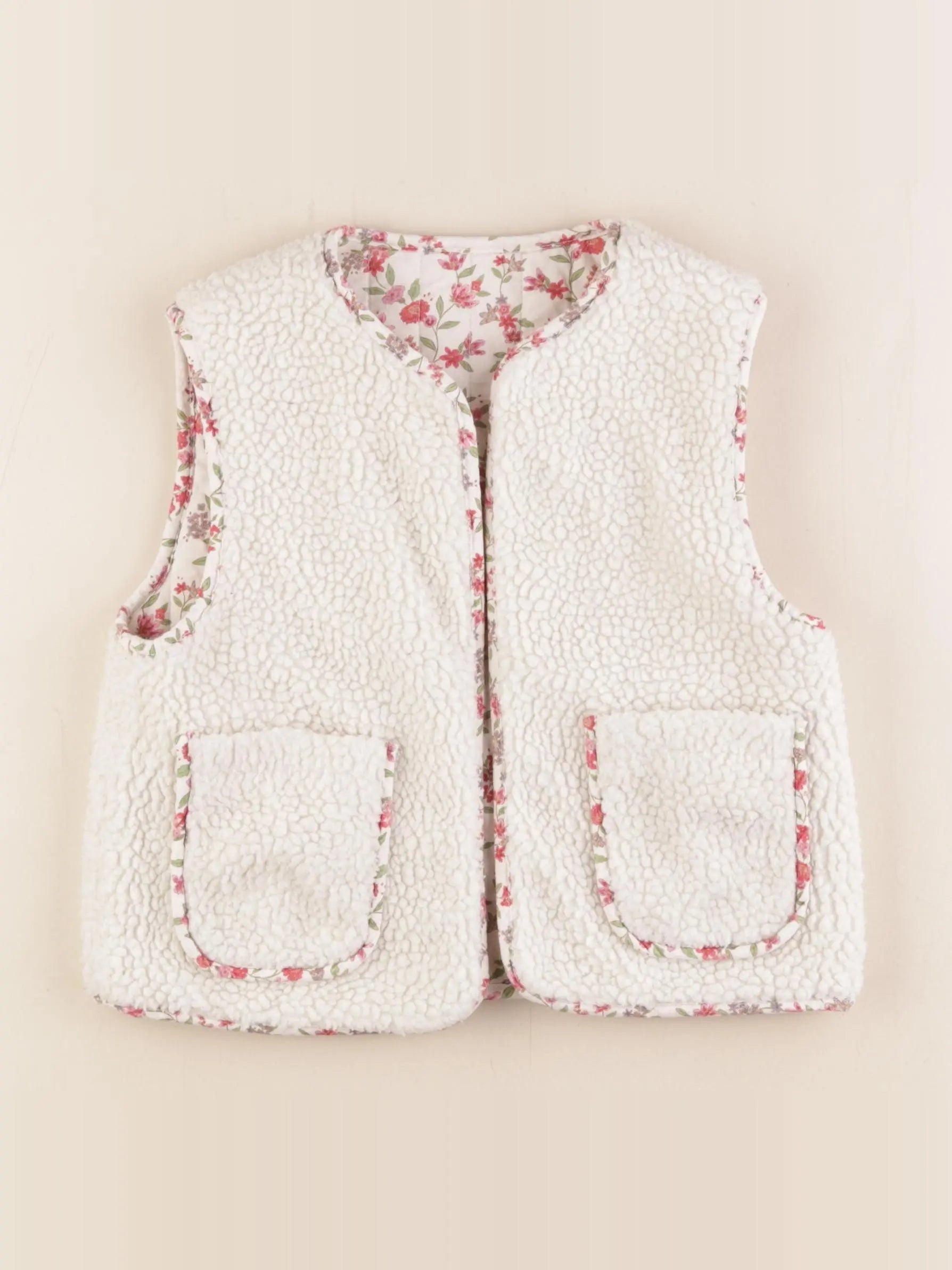 Vertbaudet - gilet réversible blanc, multicolore - 6 ans