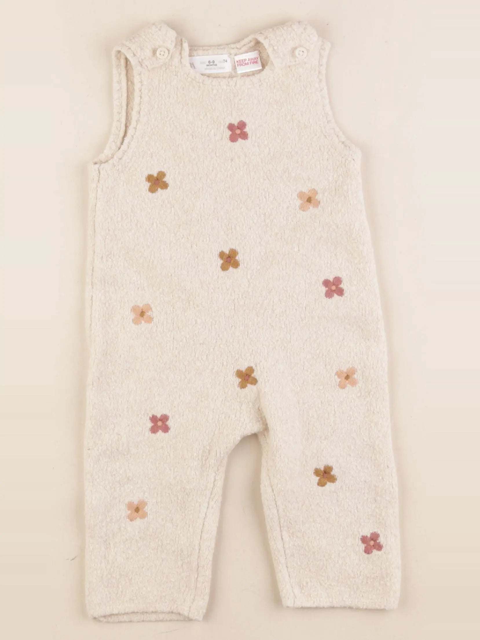 Zara - salopette beige, multicolore - 6/9 mois