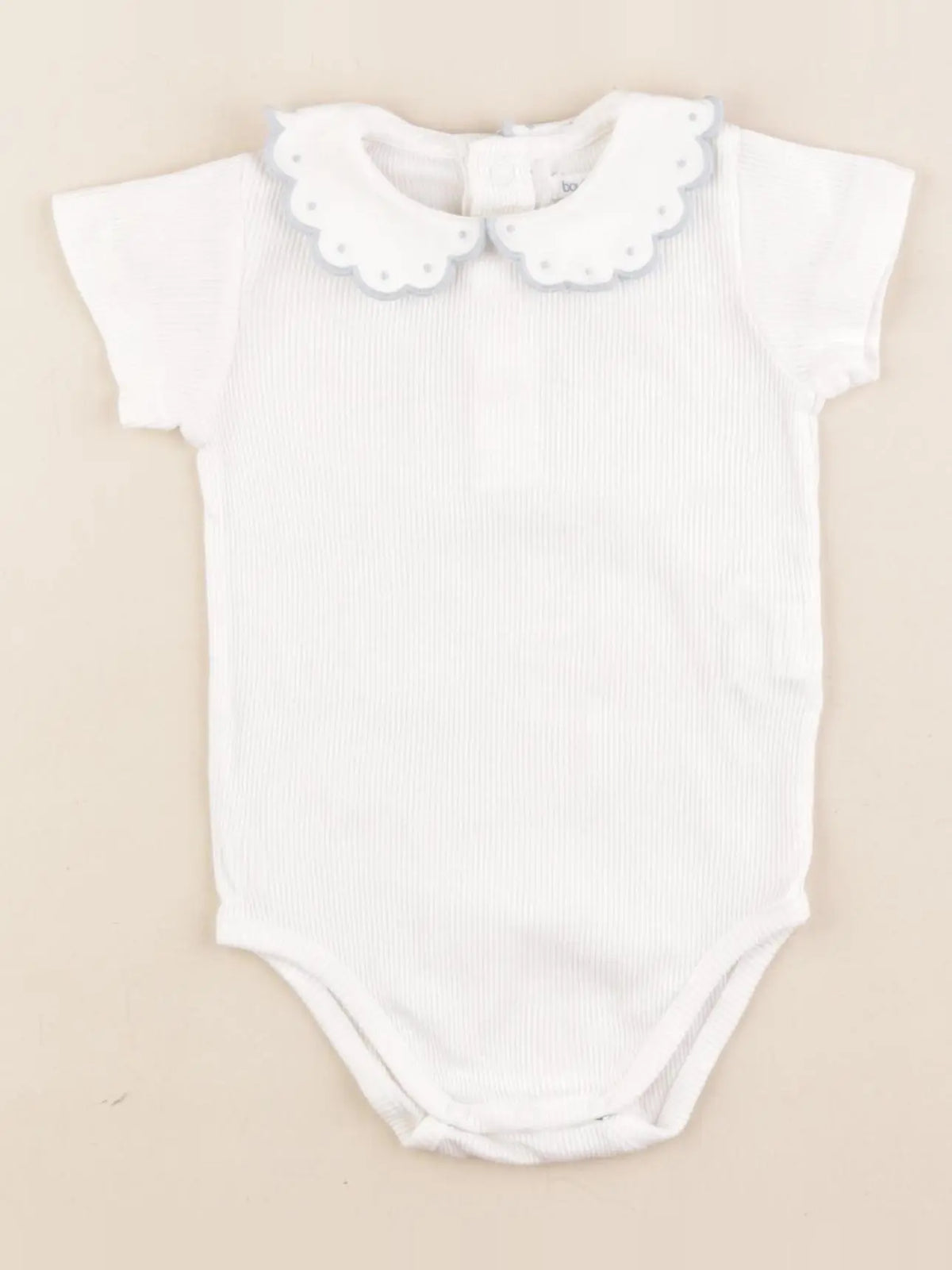 Boutchou - body à col blanc, bleu - 6 mois