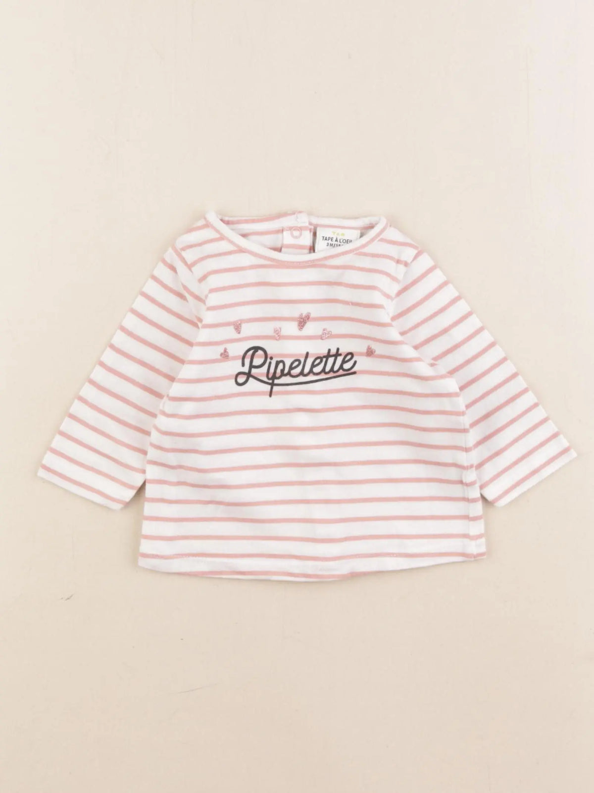 Tape à l'oeil - tee-shirt blanc, rose - 3 mois