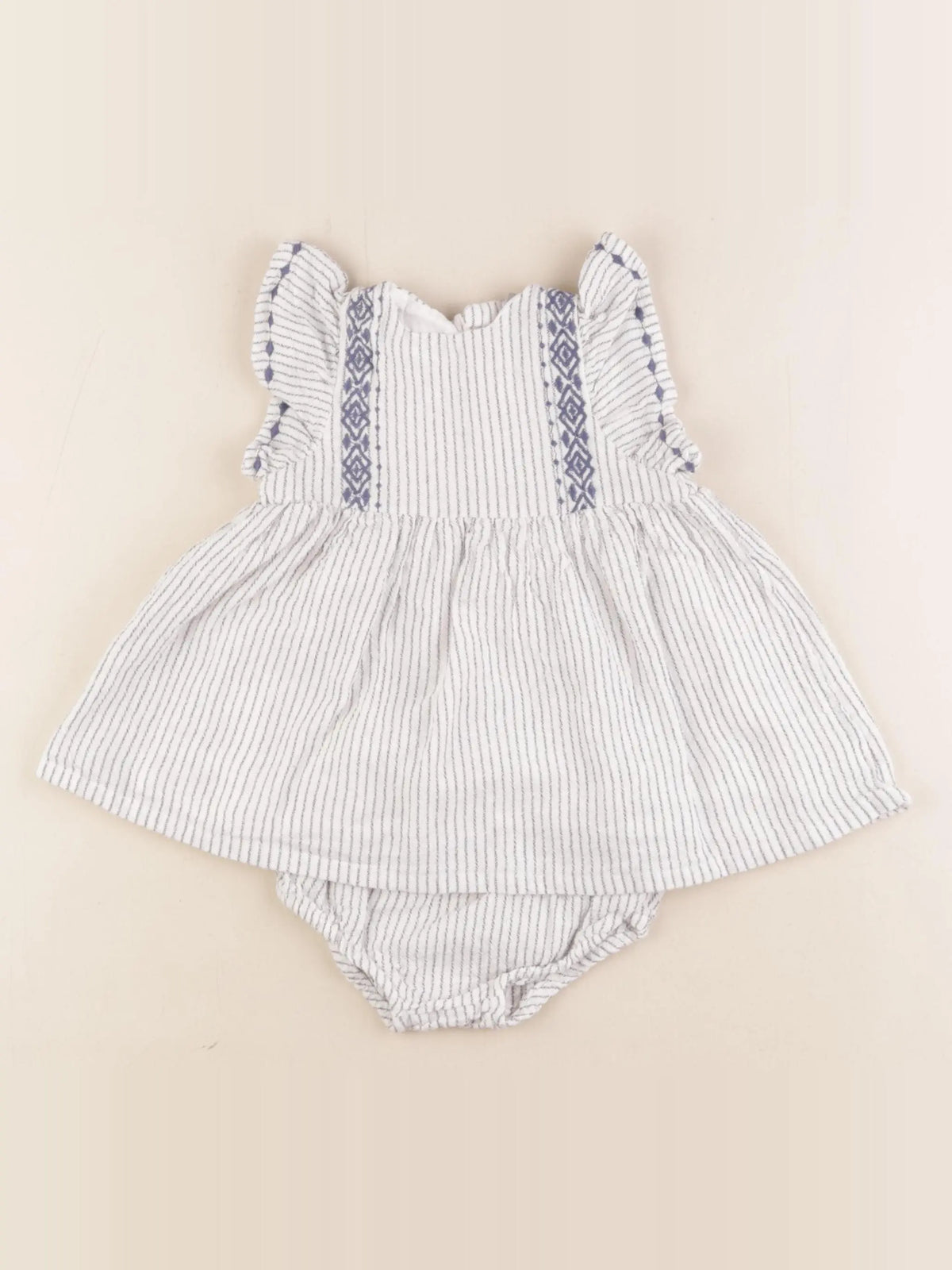 Boutchou - robe blanc, bleu - 6 mois