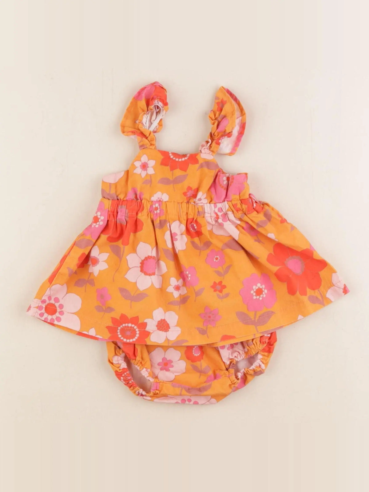 Maison Me - robe orange, rouge - 0/3 mois