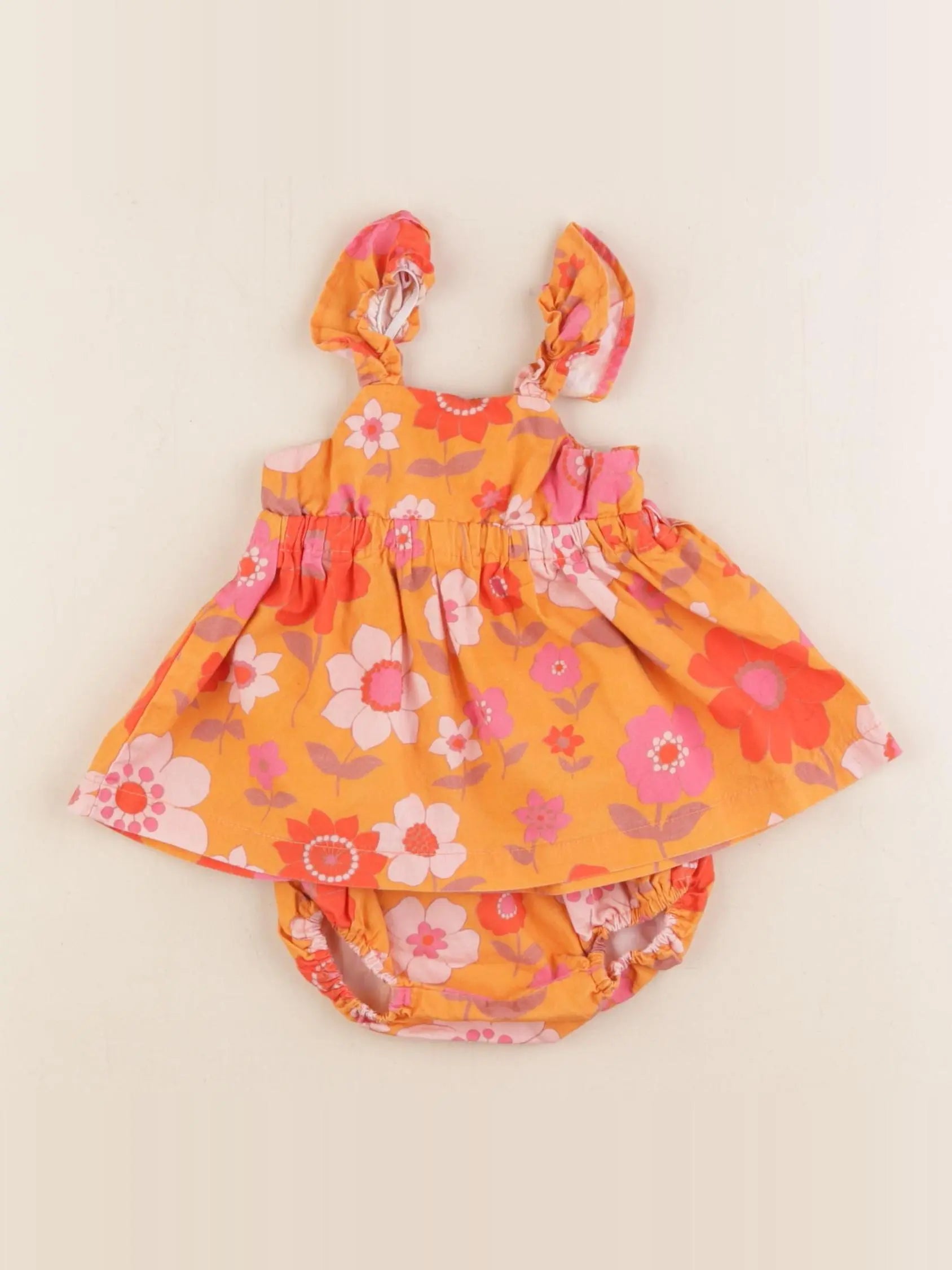 Maison Me - robe orange, rouge - 0/3 mois