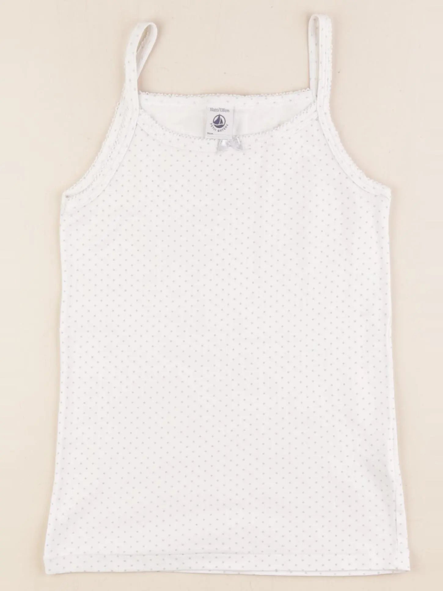 Petit Bateau - maillot de corps blanc, gris - 10 ans