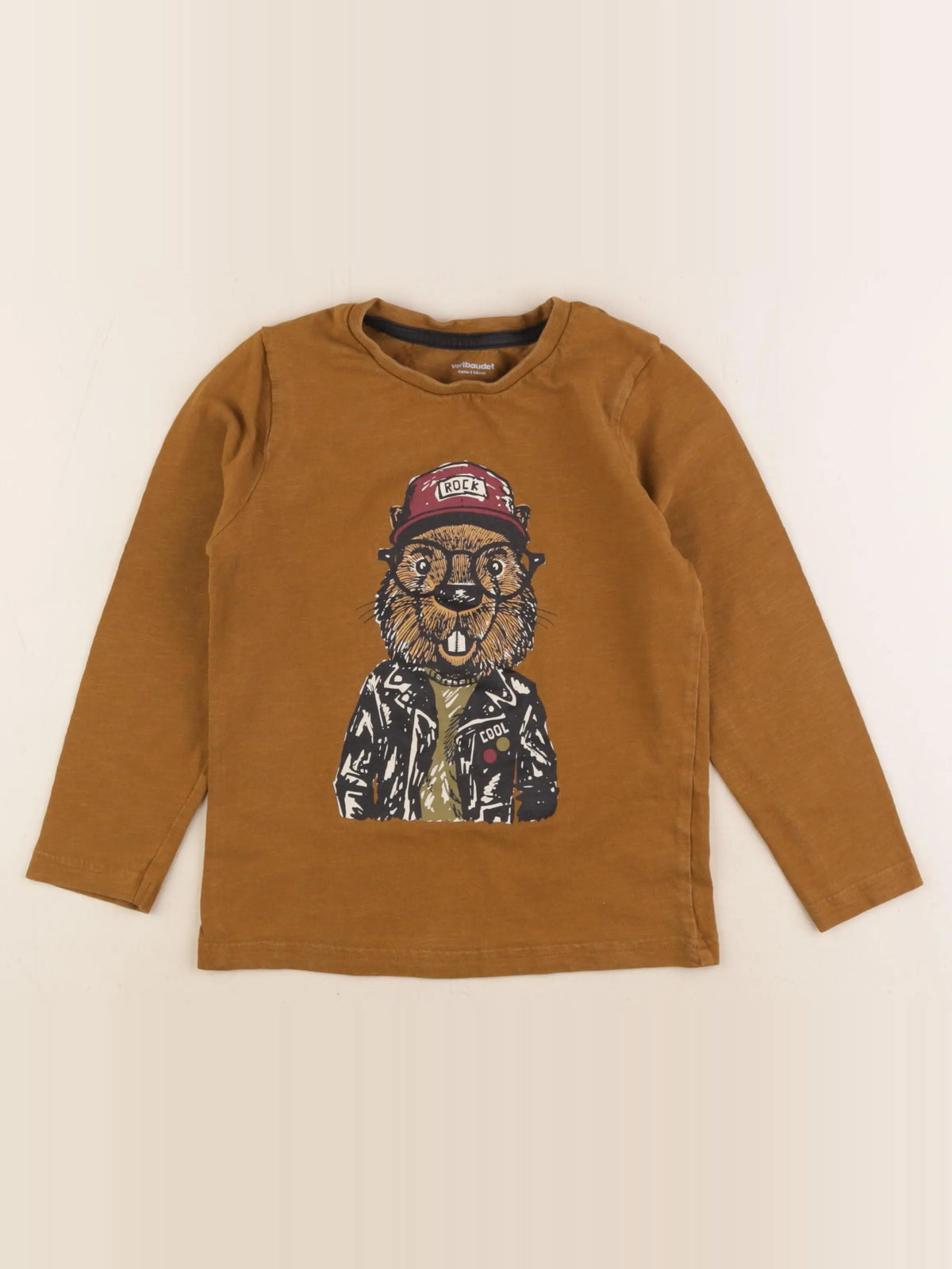 Vertbaudet - tee-shirt marron - 6 ans