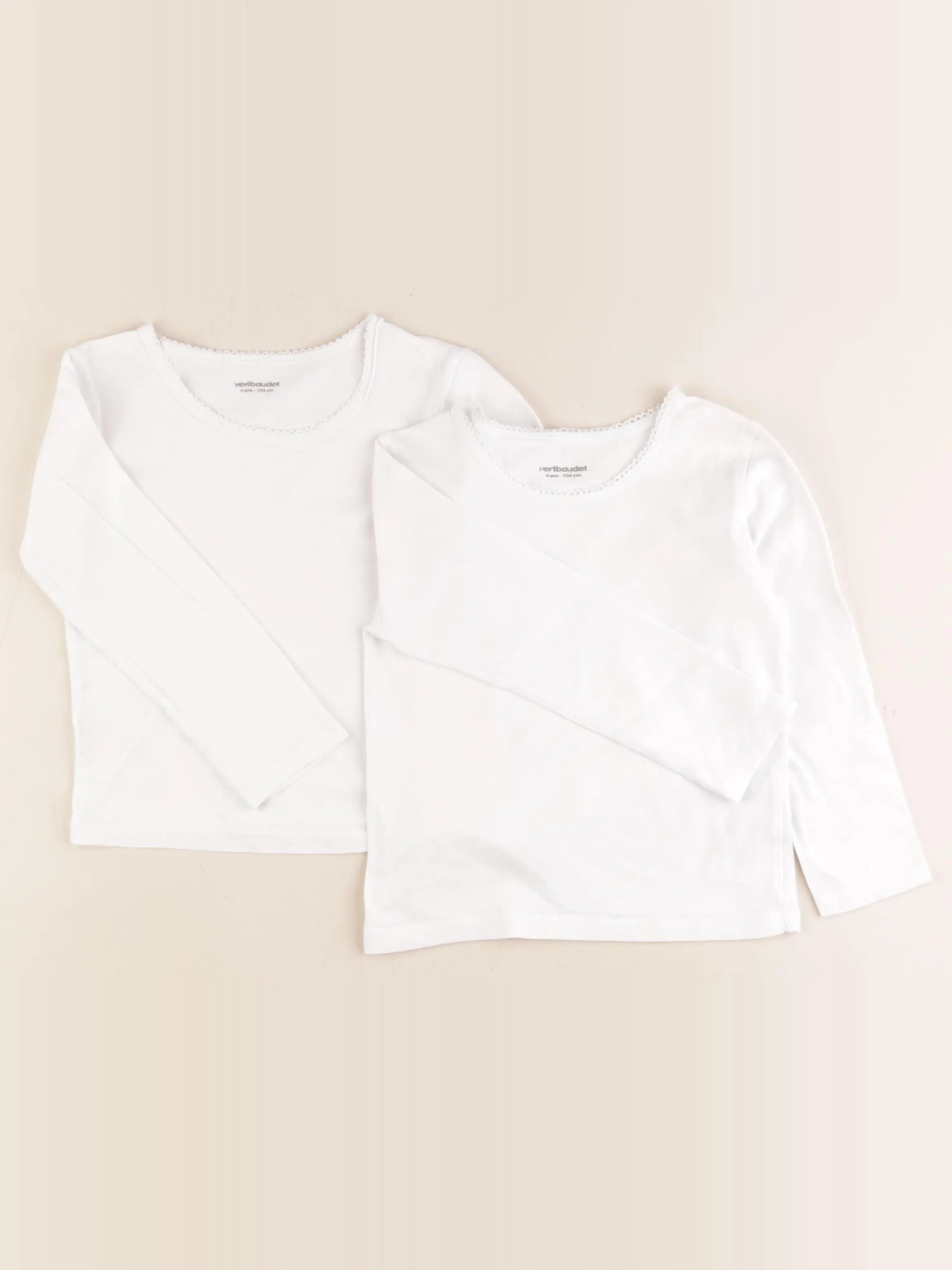 Vertbaudet - lot de 2 maillots de corps blanc - 4 ans
