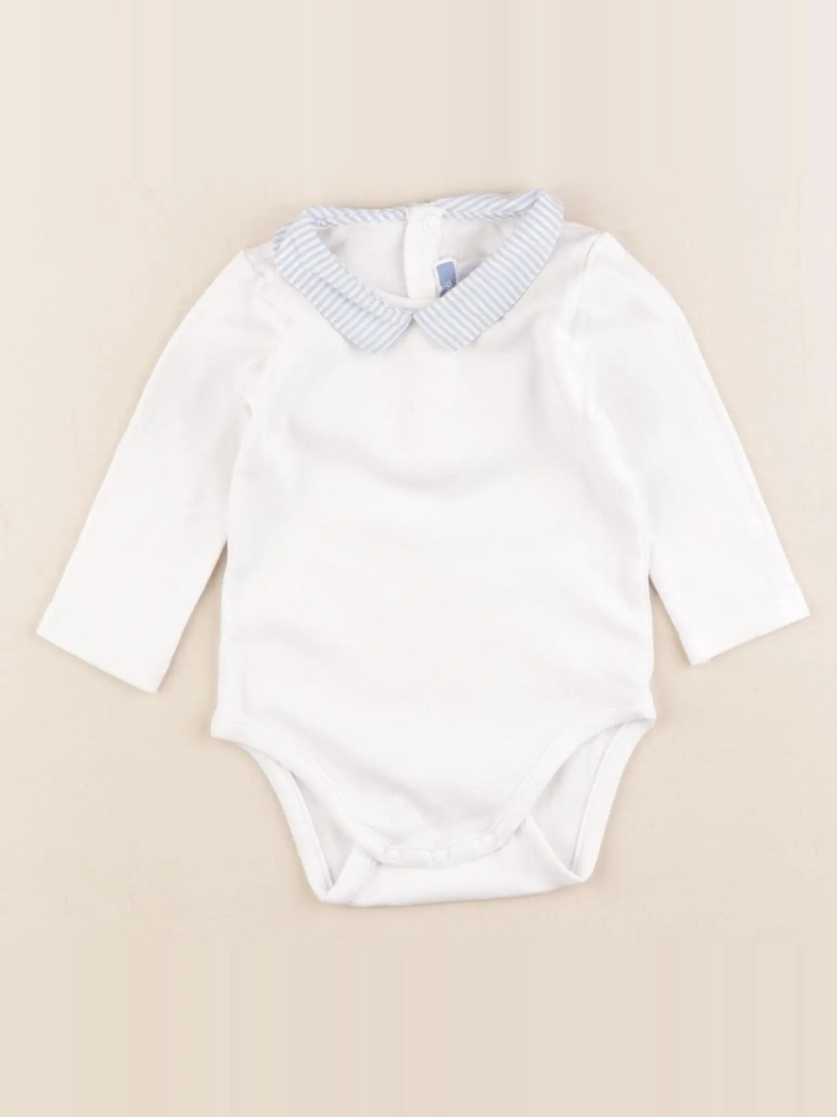 Jacadi - body à col blanc, bleu - 6 mois