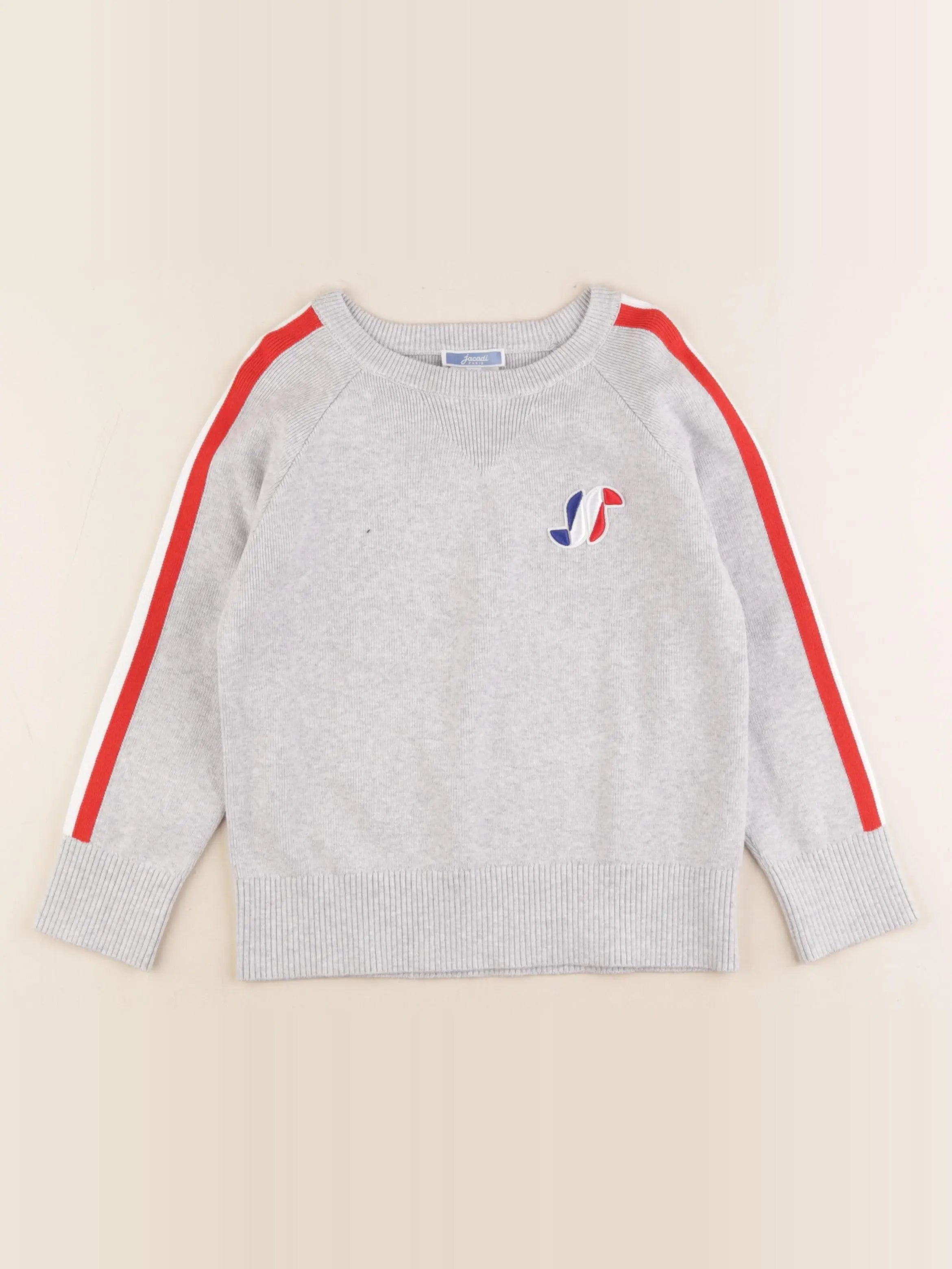 Jacadi - pull gris, rouge - 6 ans