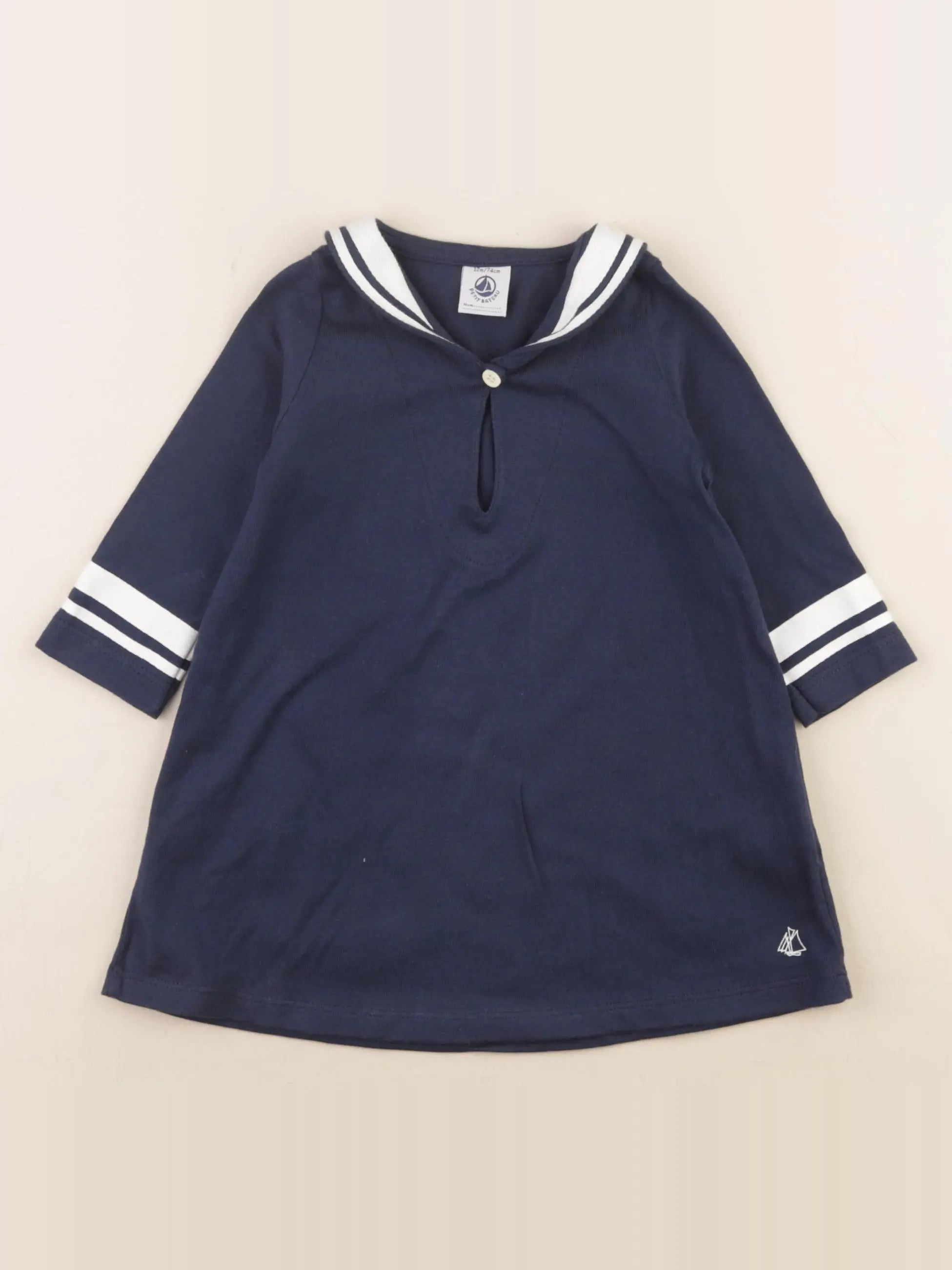 Petit Bateau - robe bleu - 12 mois