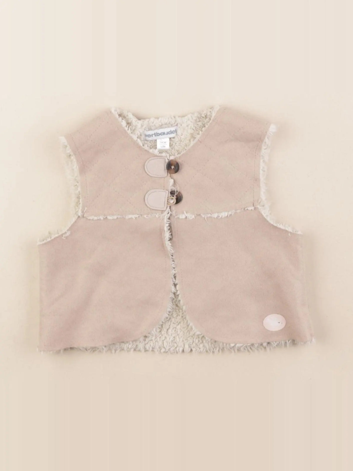 Vertbaudet - gilet beige - 12 mois