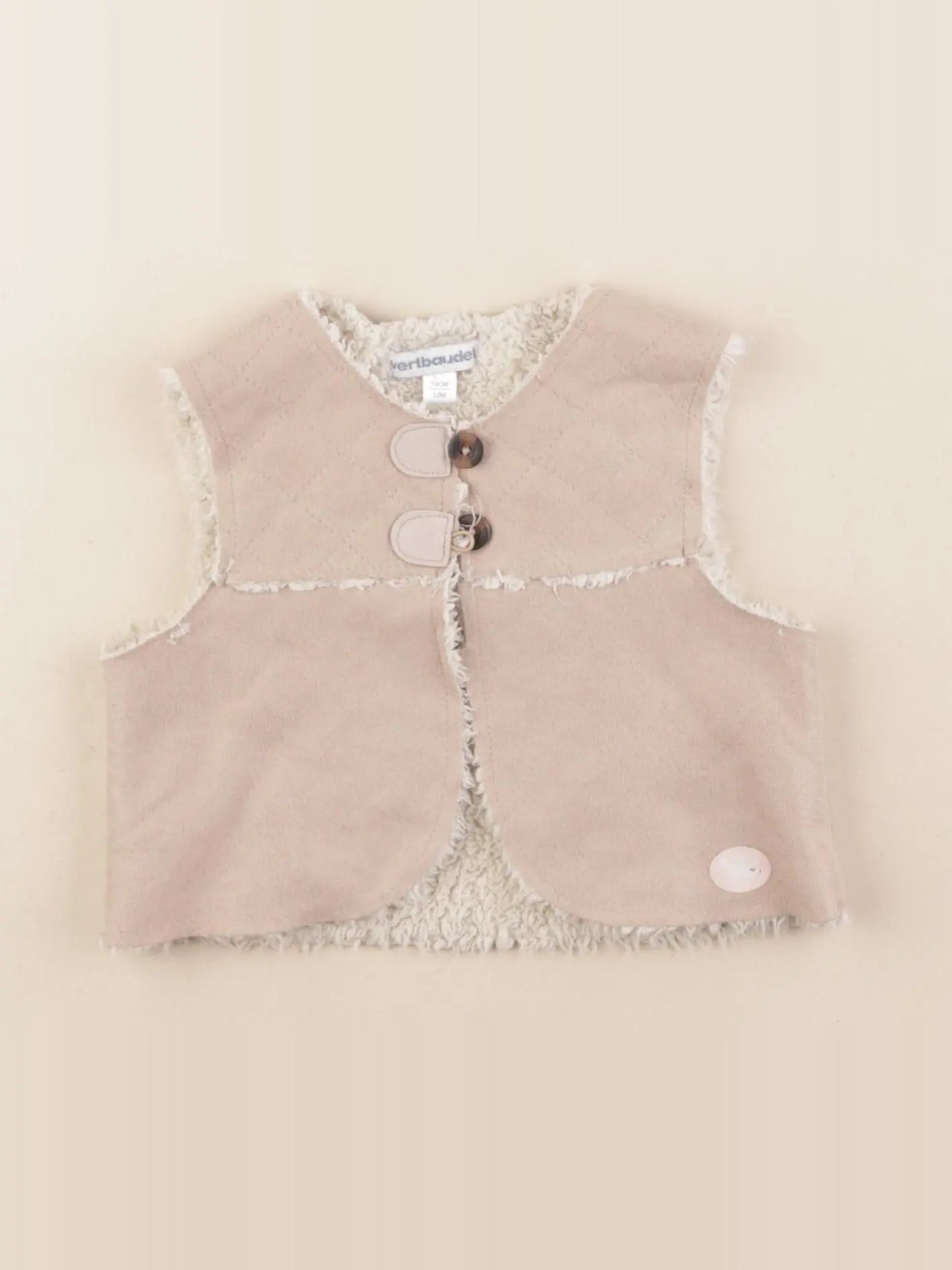 Vertbaudet - gilet beige - 12 mois
