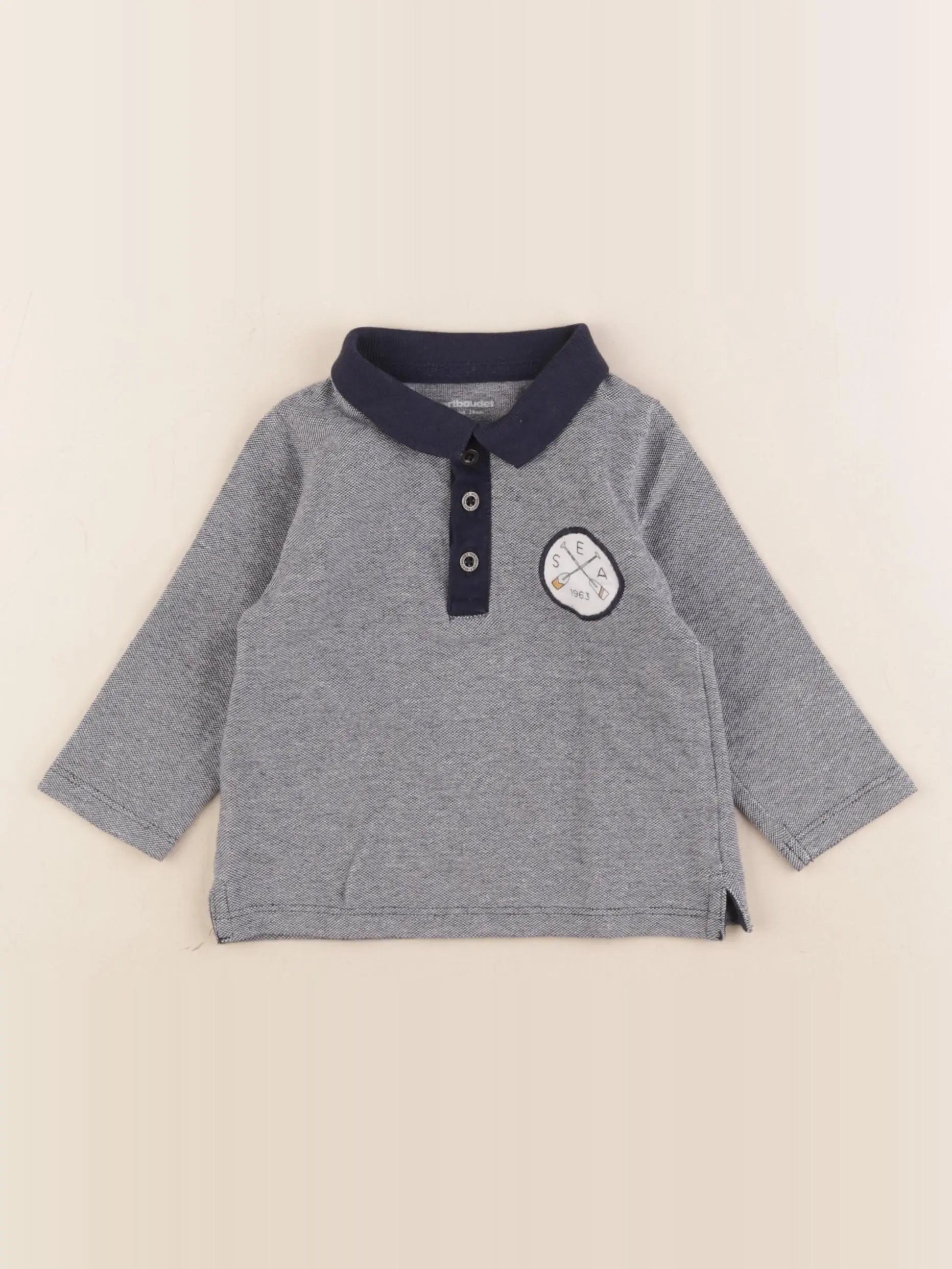Vertbaudet - polo bleu - 12 mois