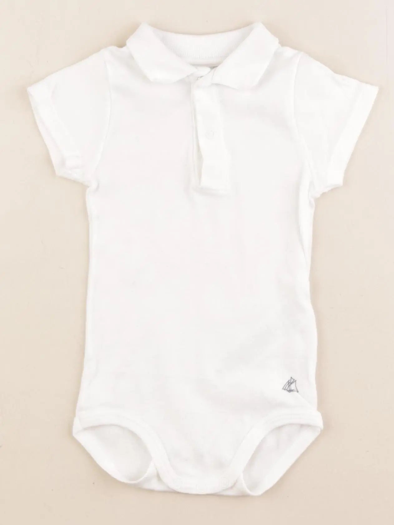 Petit Bateau - body à col blanc - 12 mois