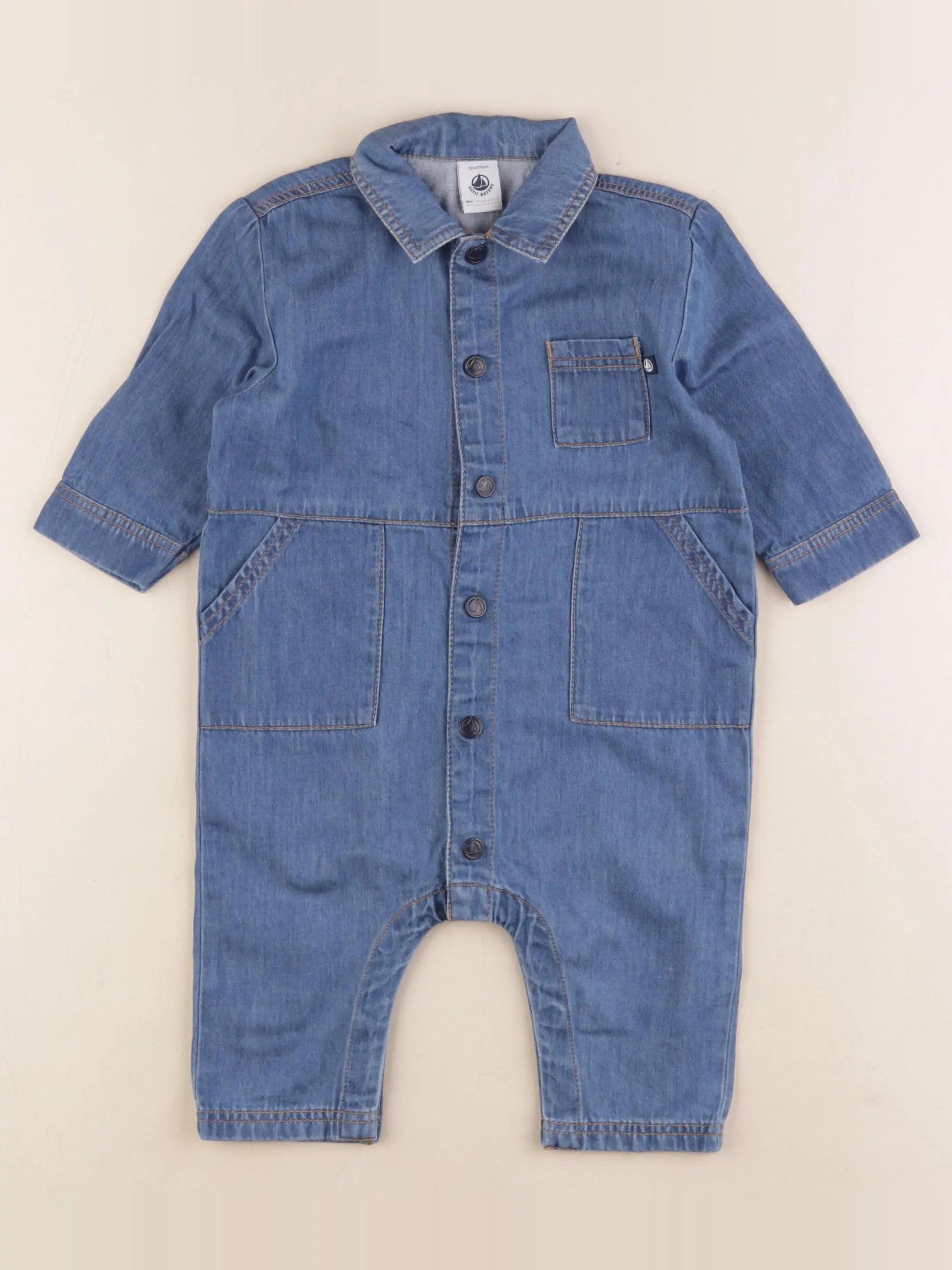 Petit Bateau - combinaison bleu - 12 mois
