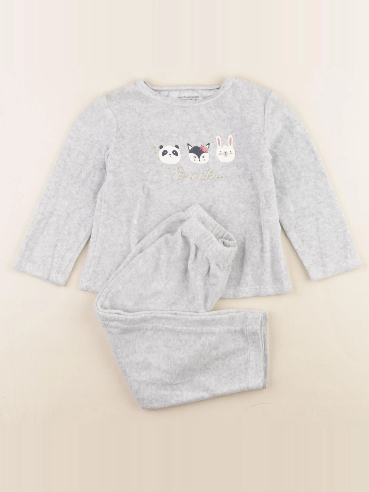 Vertbaudet - pyjama velours gris - 3 ans