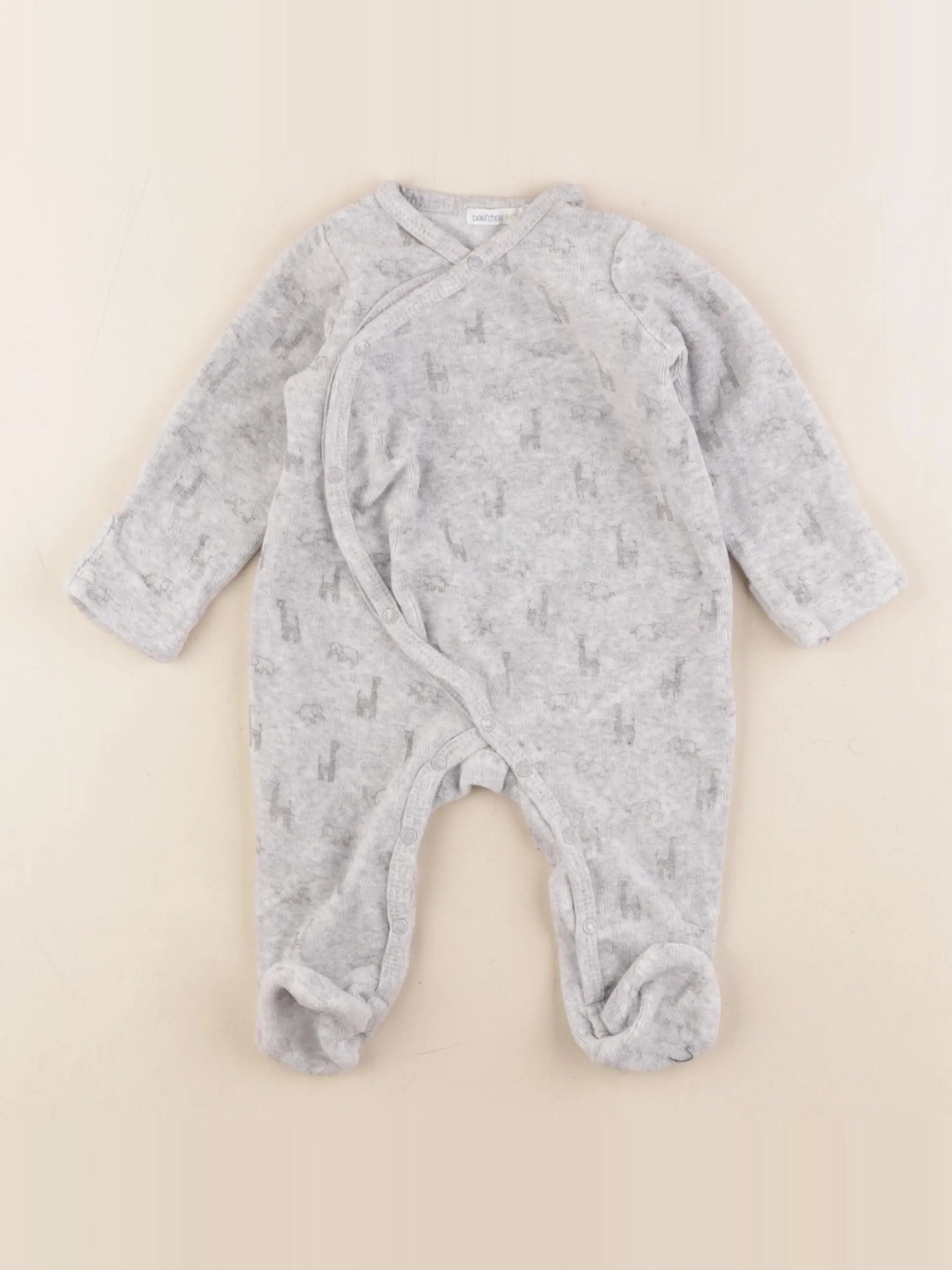 Boutchou - pyjama velours gris - 3 mois