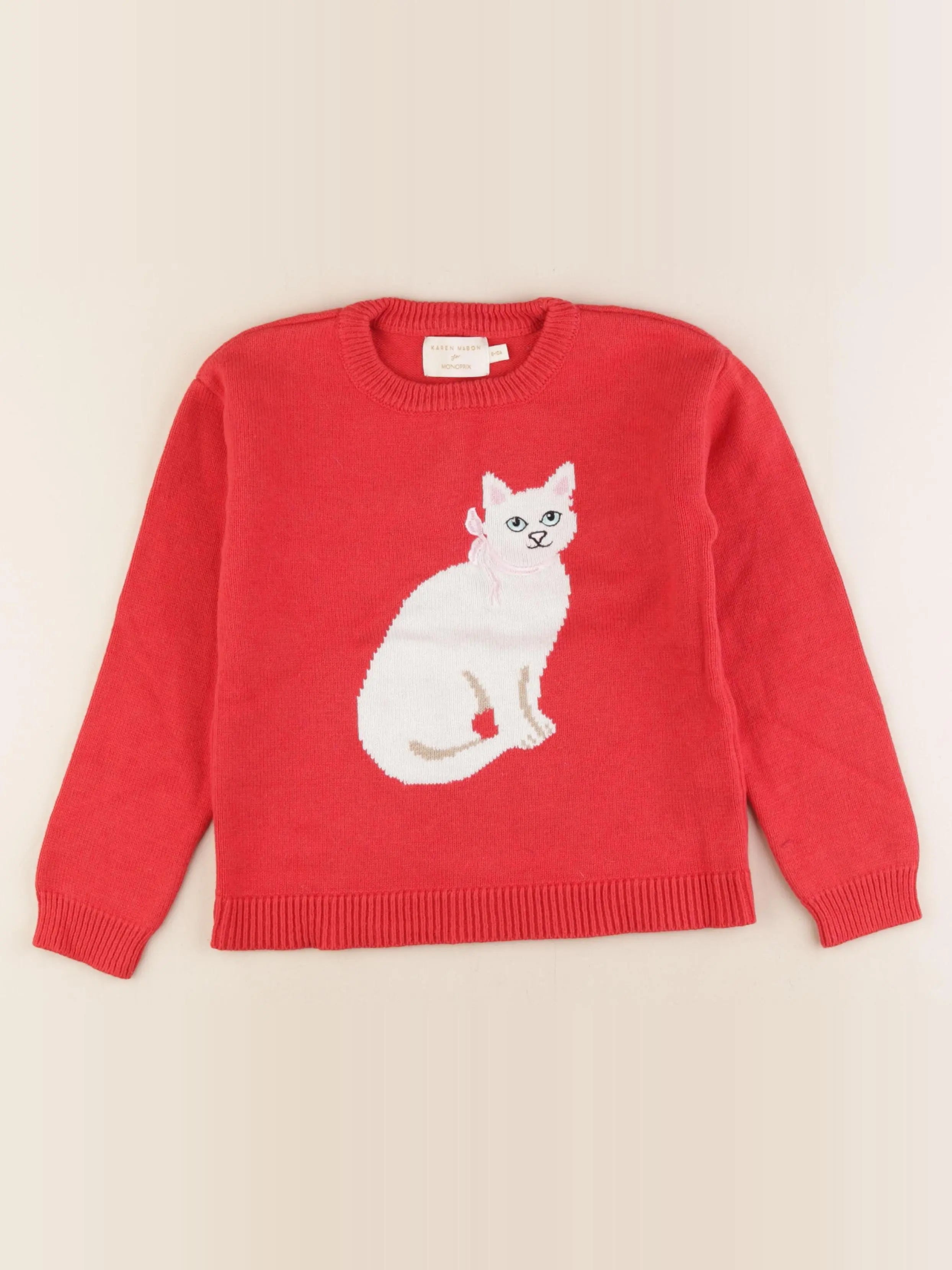 Monoprix - pull rouge - 8/10 ans