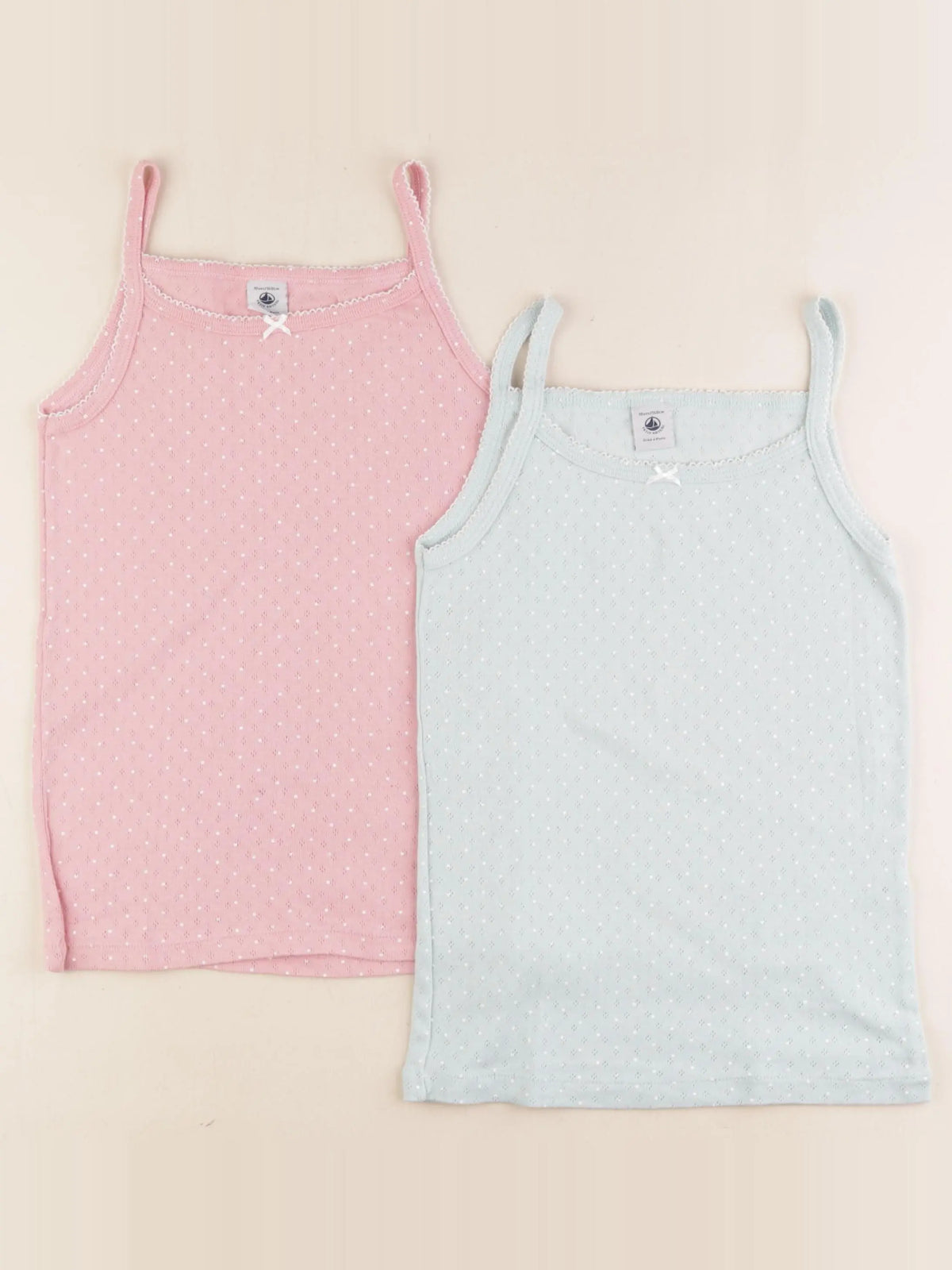 Petit Bateau - lot de 2 maillots de corps rose, vert - 10 ans