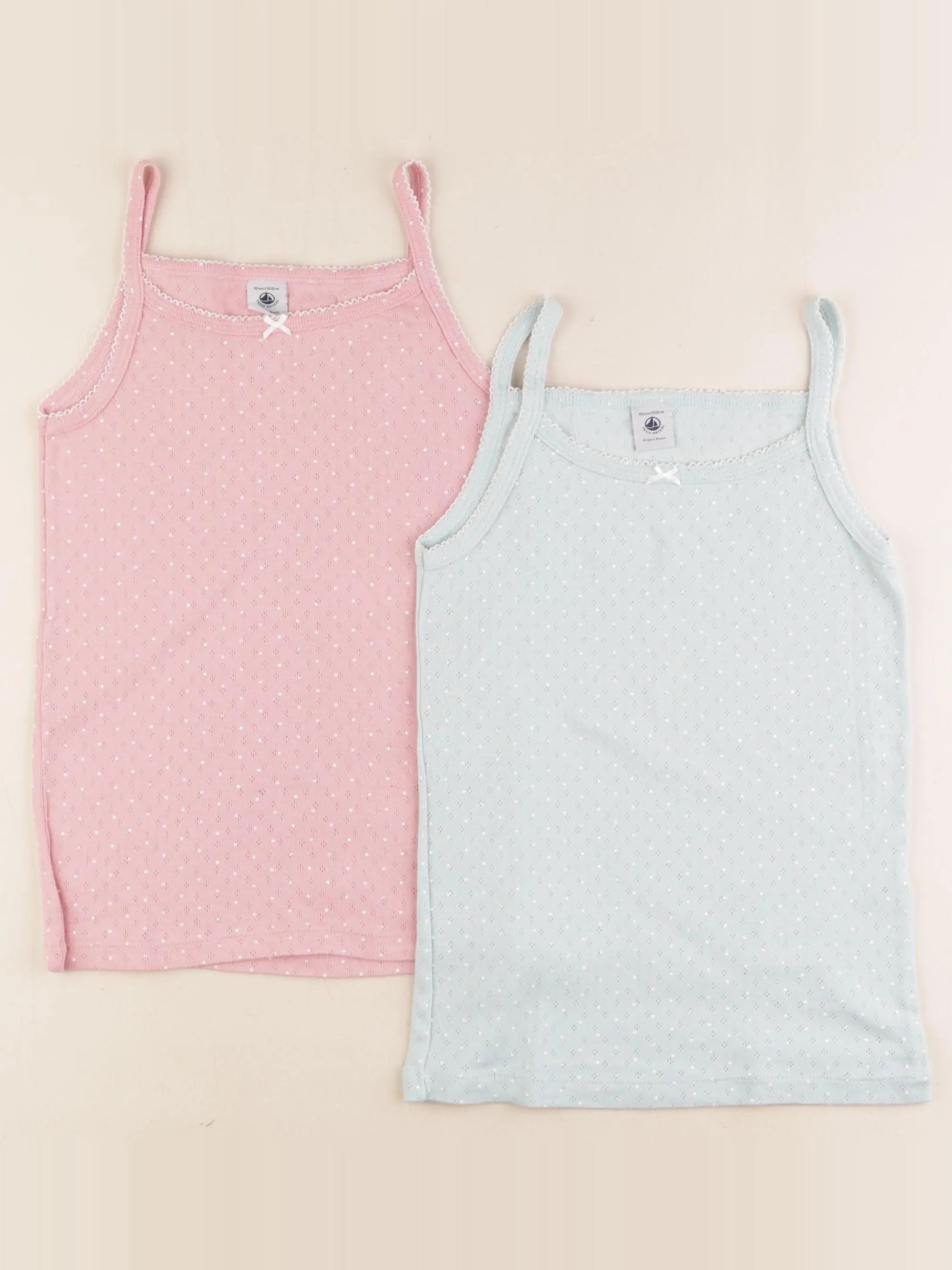 Petit Bateau - lot de 2 maillots de corps rose, vert - 10 ans