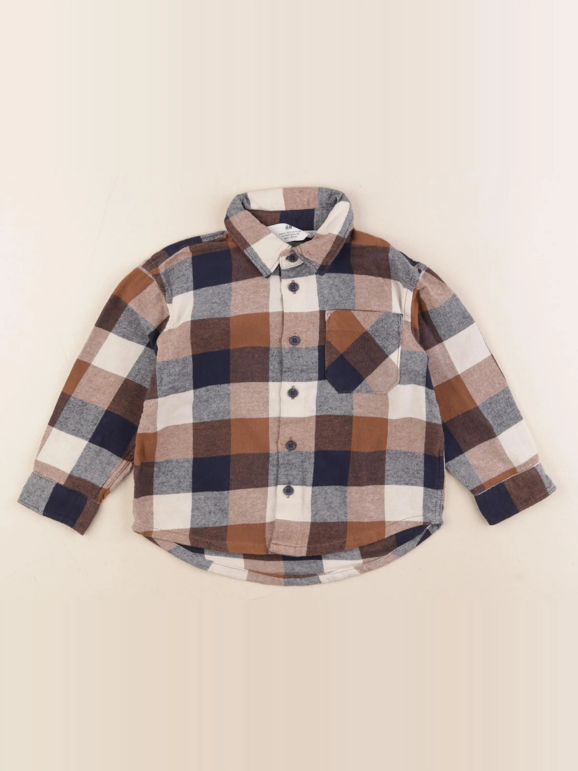 H&M - chemise bleu, marron - 18 mois à 2 ans