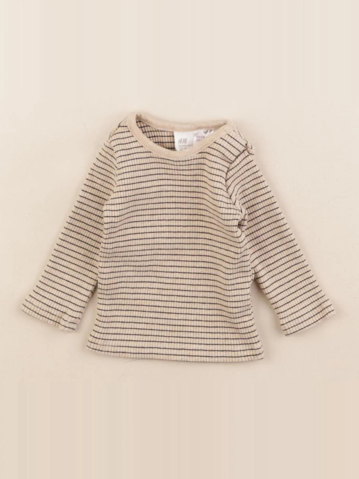 H&M - tee-shirt beige, bleu - 1/2 mois