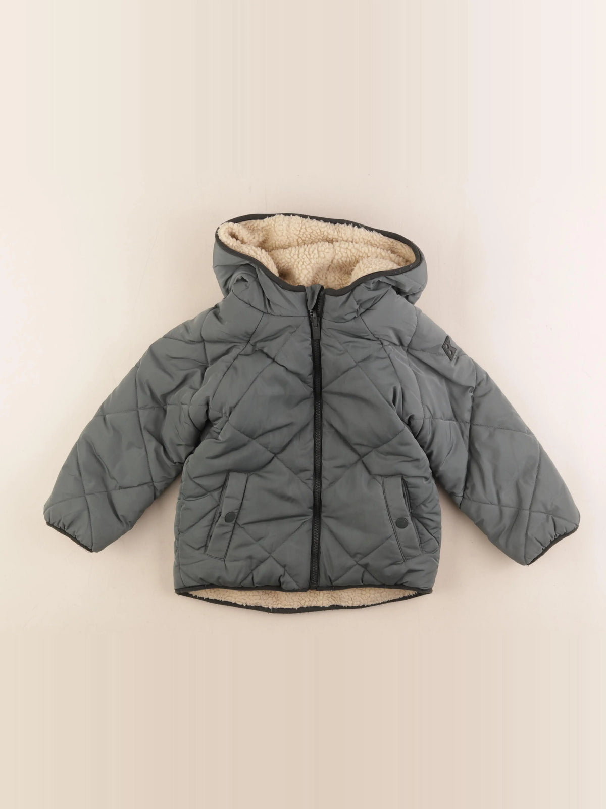 Okaidi - manteau vert, beige - 4 ans