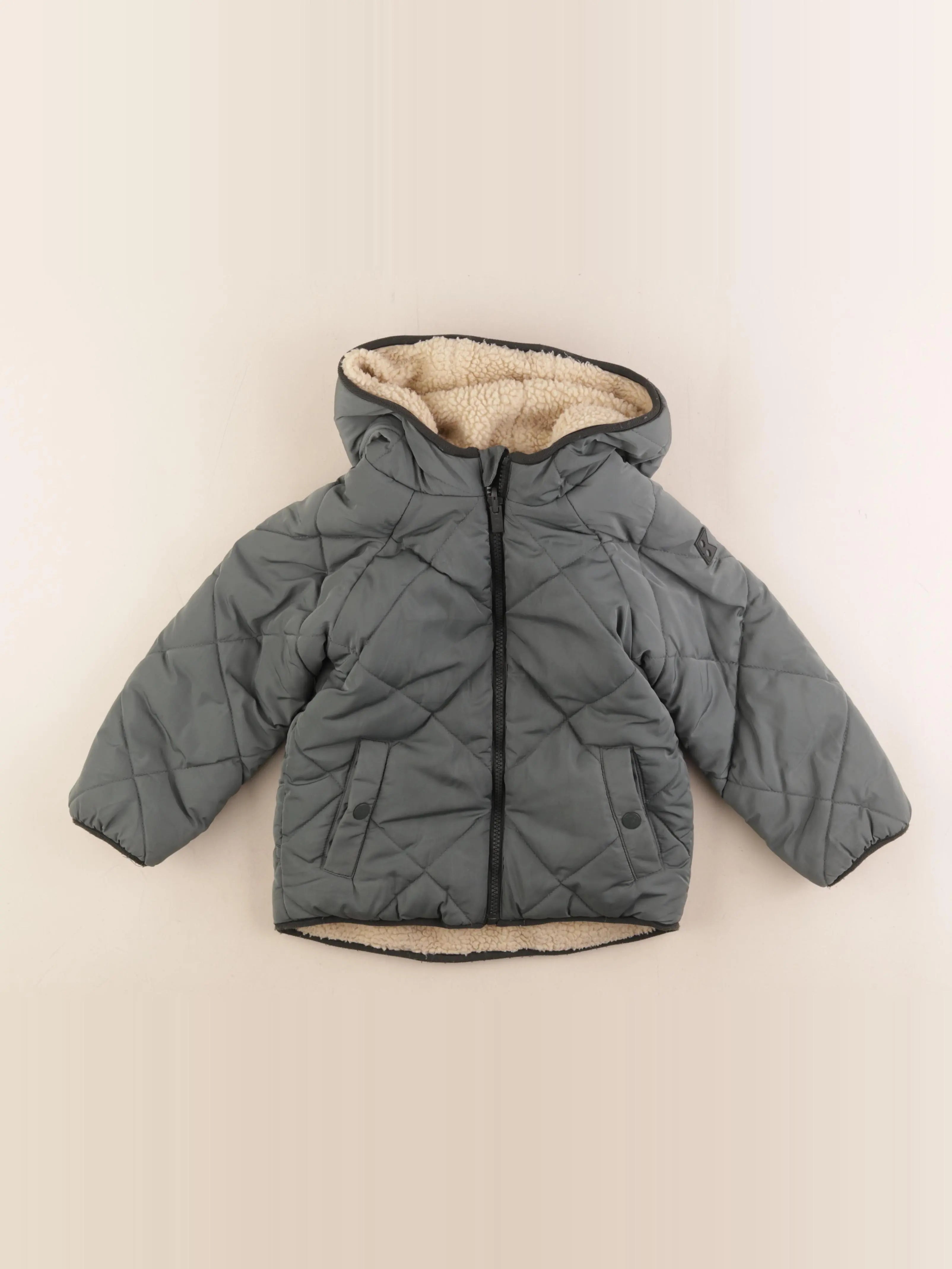 Okaidi - manteau vert, beige - 4 ans