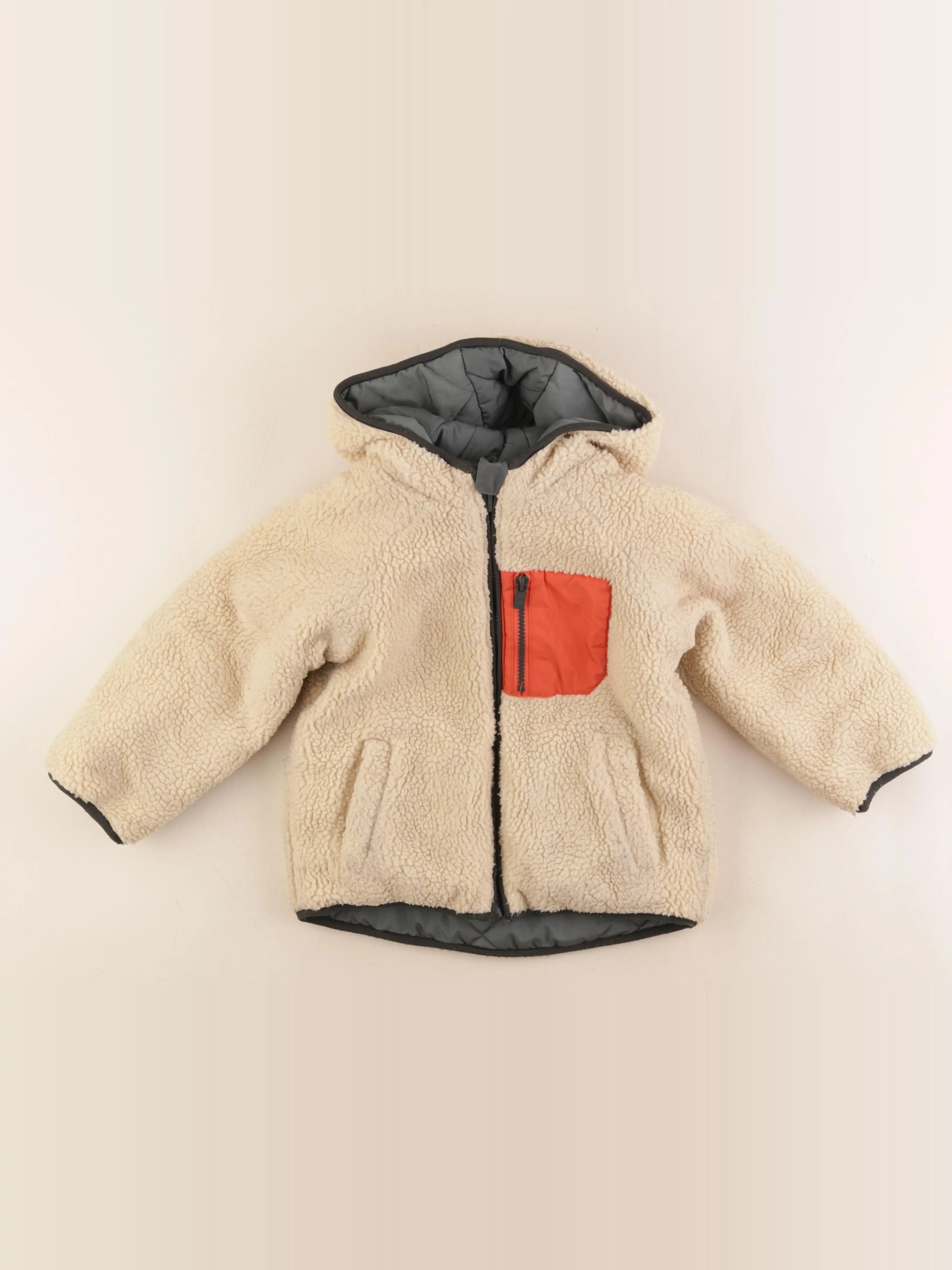 Okaidi - manteau vert, beige - 4 ans