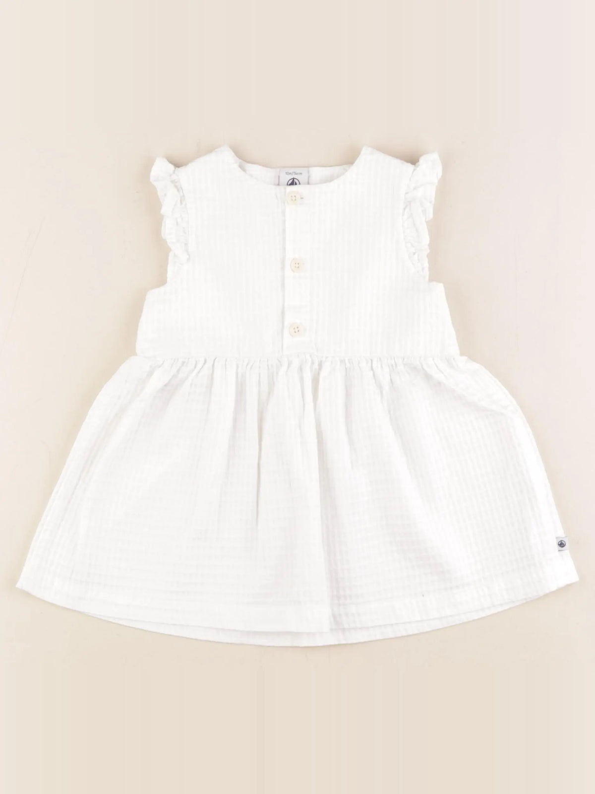 Petit Bateau - robe blanc - 12 mois