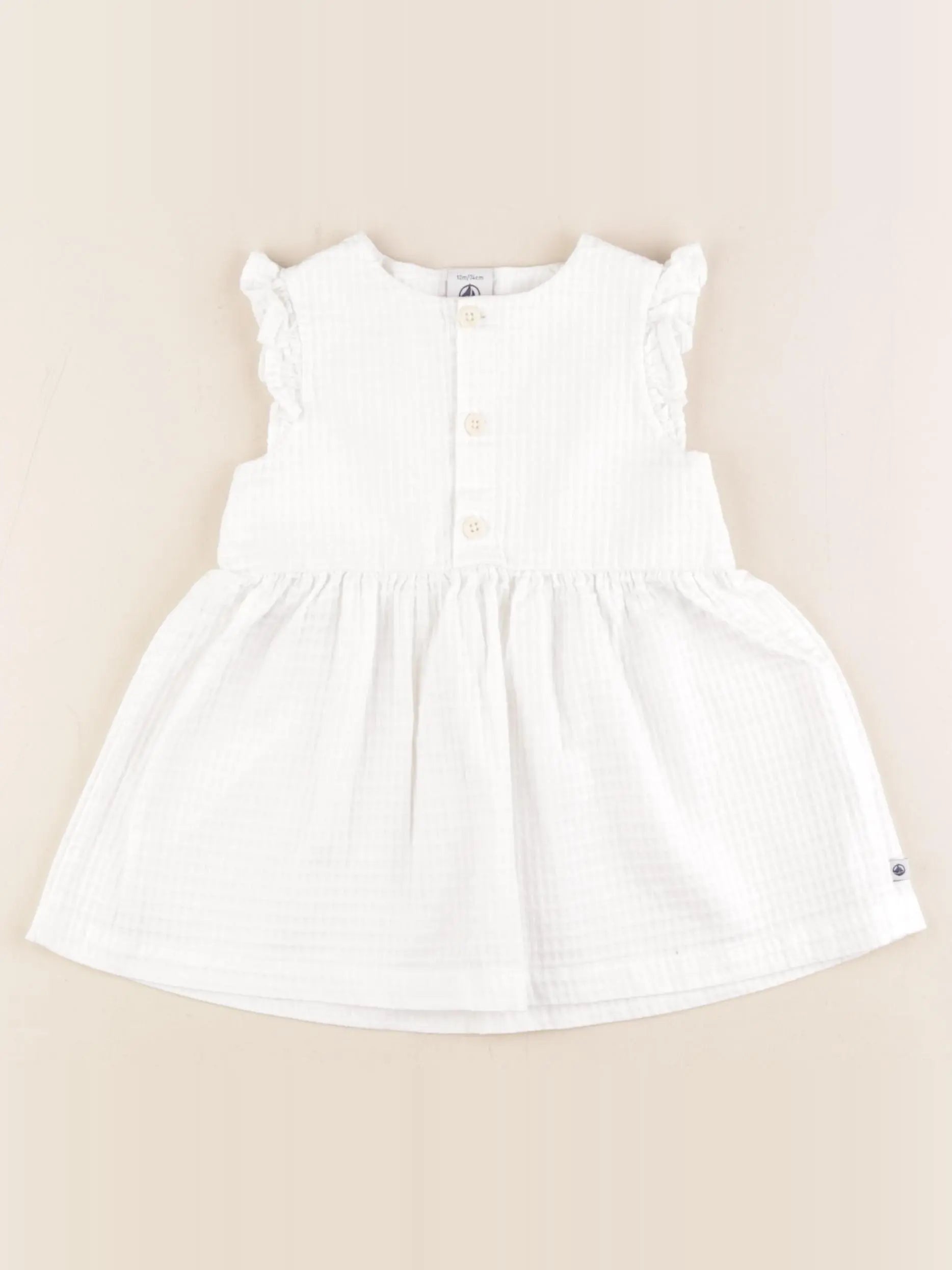 Petit Bateau - robe blanc - 12 mois
